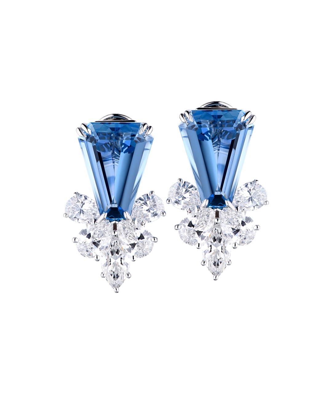Harry Winston Голубые платиновые серьги, фото 1