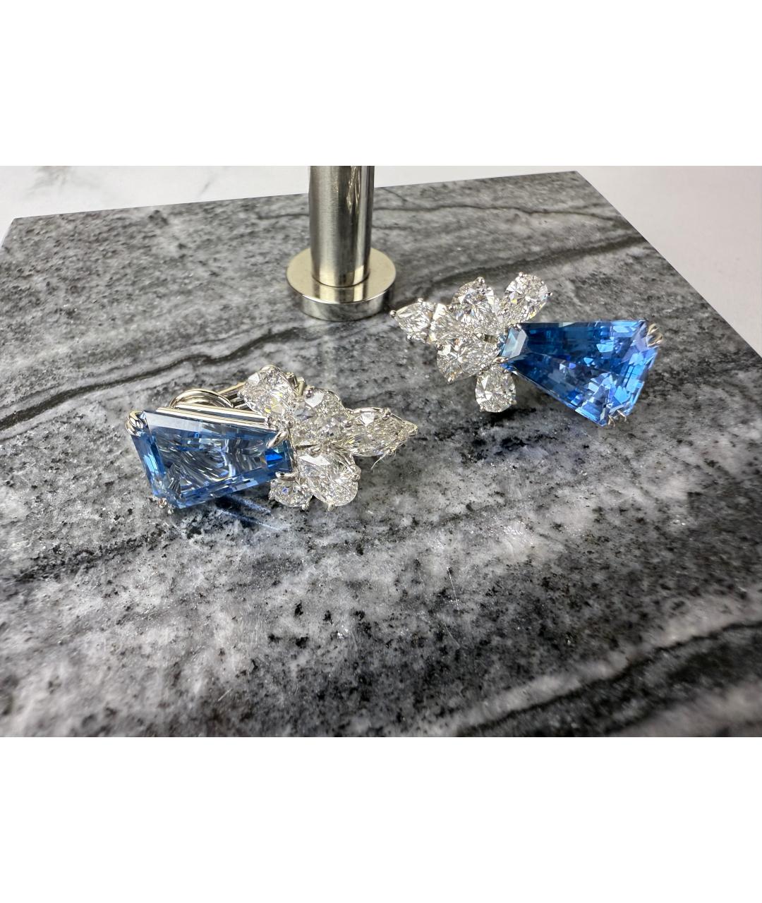 Harry Winston Голубые платиновые серьги, фото 3