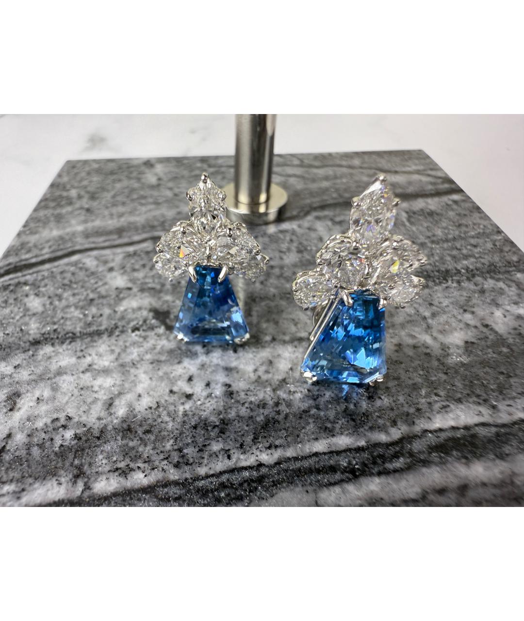 Harry Winston Голубые платиновые серьги, фото 6