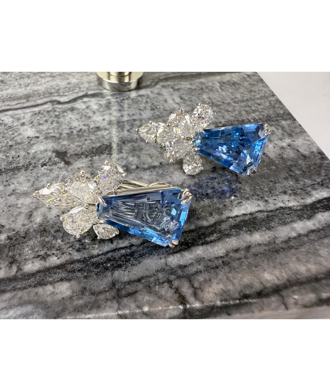 Harry Winston Голубые платиновые серьги, фото 4