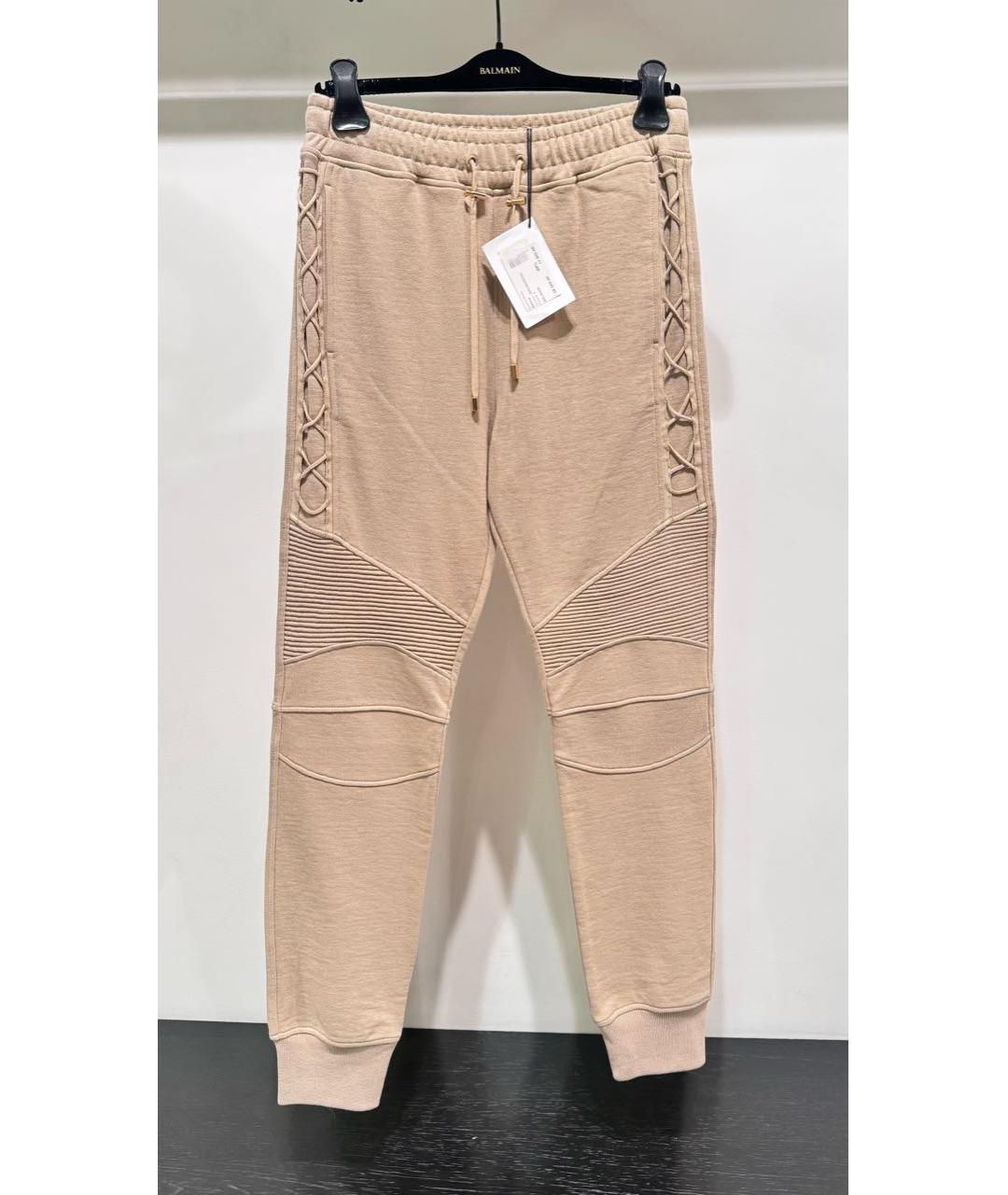 BALMAIN Бежевые хлопковые повседневные брюки, фото 9