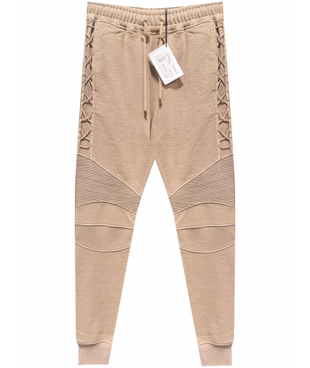 BALMAIN Бежевые хлопковые повседневные брюки, фото 1