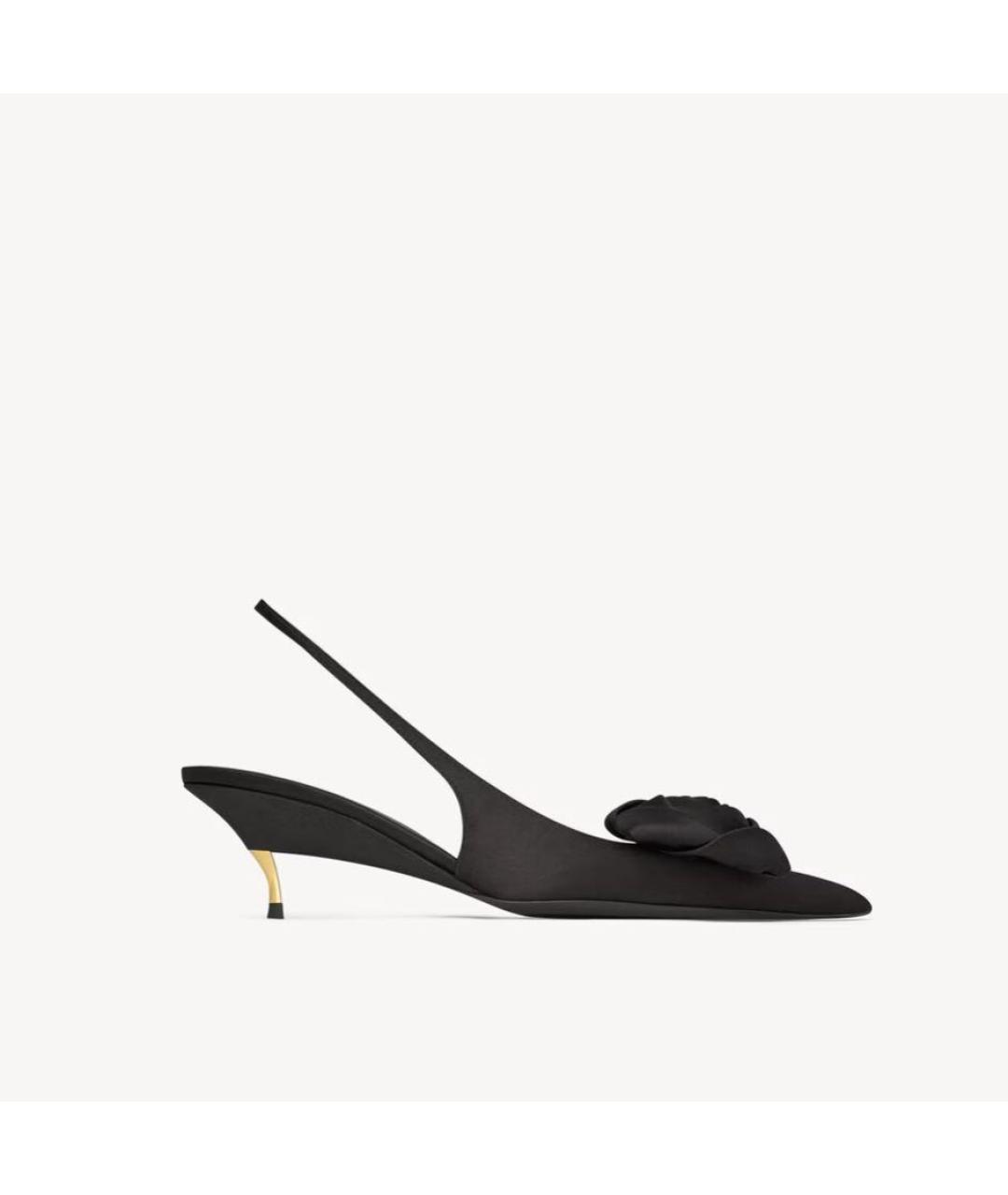 SAINT LAURENT Черные лодочки на низком каблуке, фото 4
