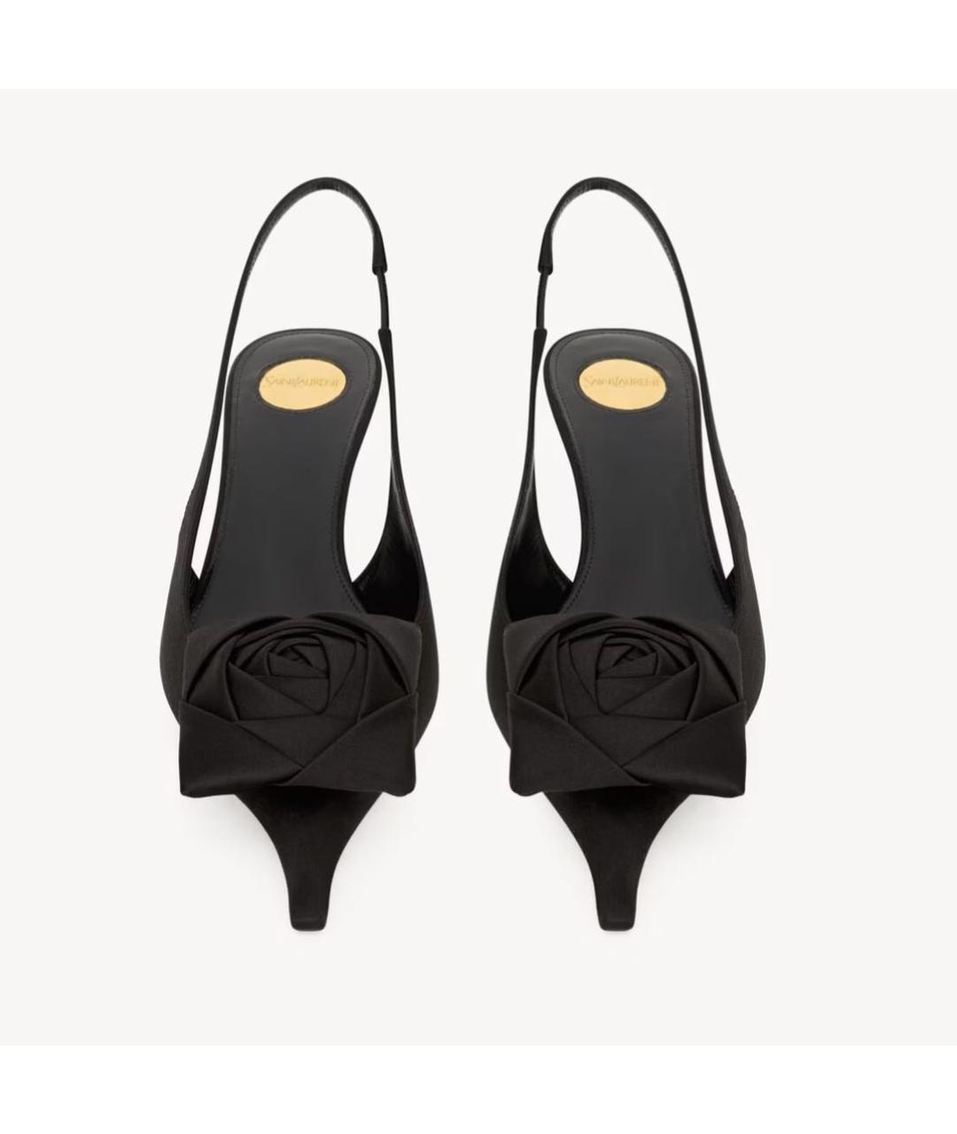 SAINT LAURENT Черные лодочки на низком каблуке, фото 2