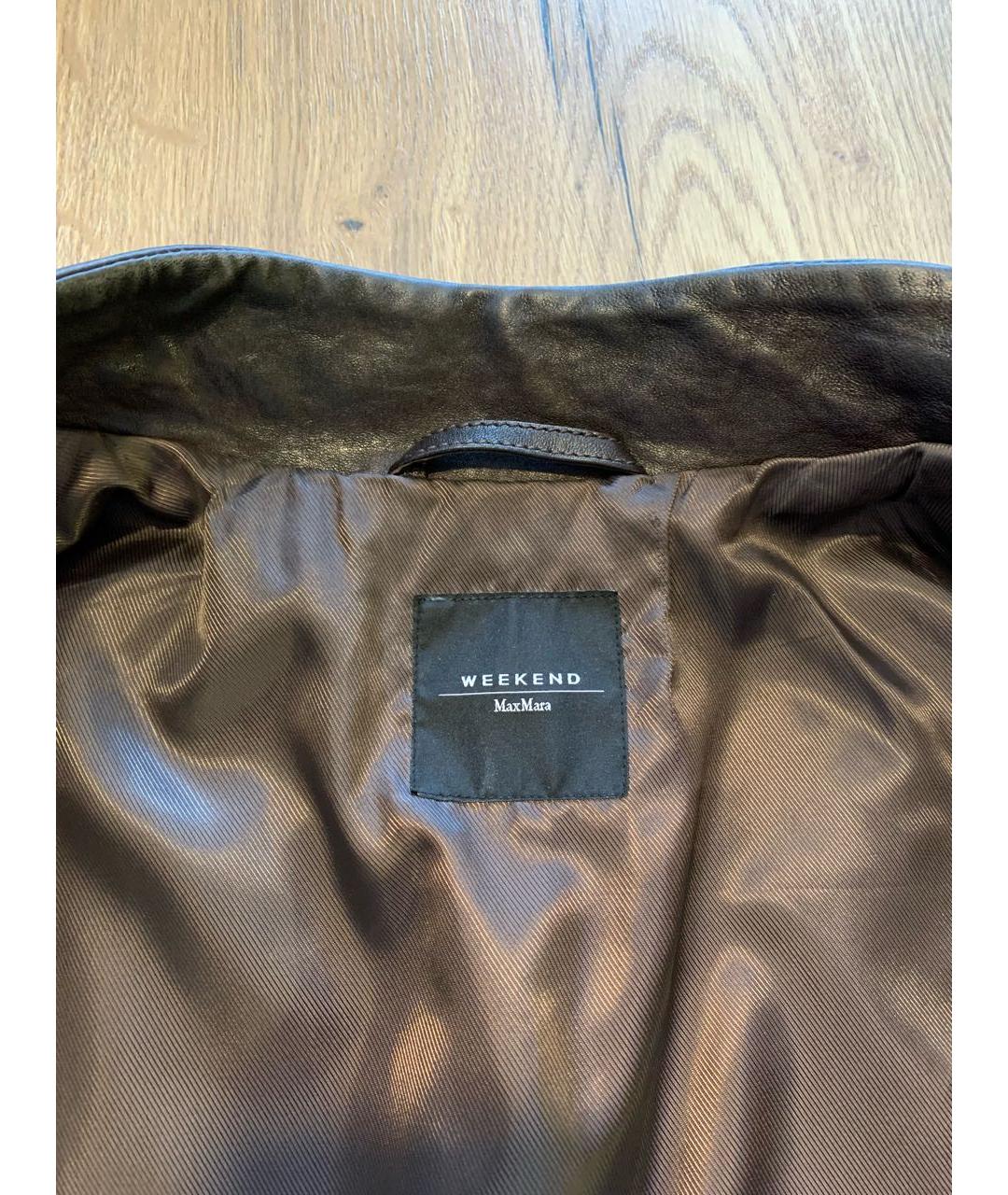 WEEKEND MAX MARA Коричневая кожаная куртка, фото 3