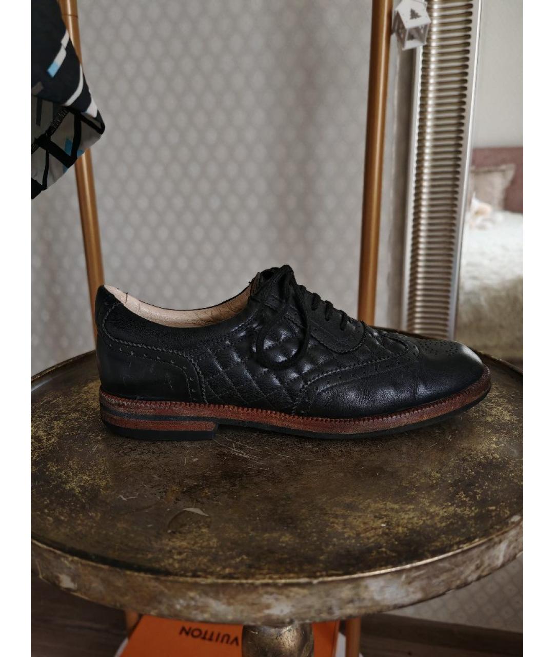 CHANEL Черные кожаные брогги и оксфорды, фото 10