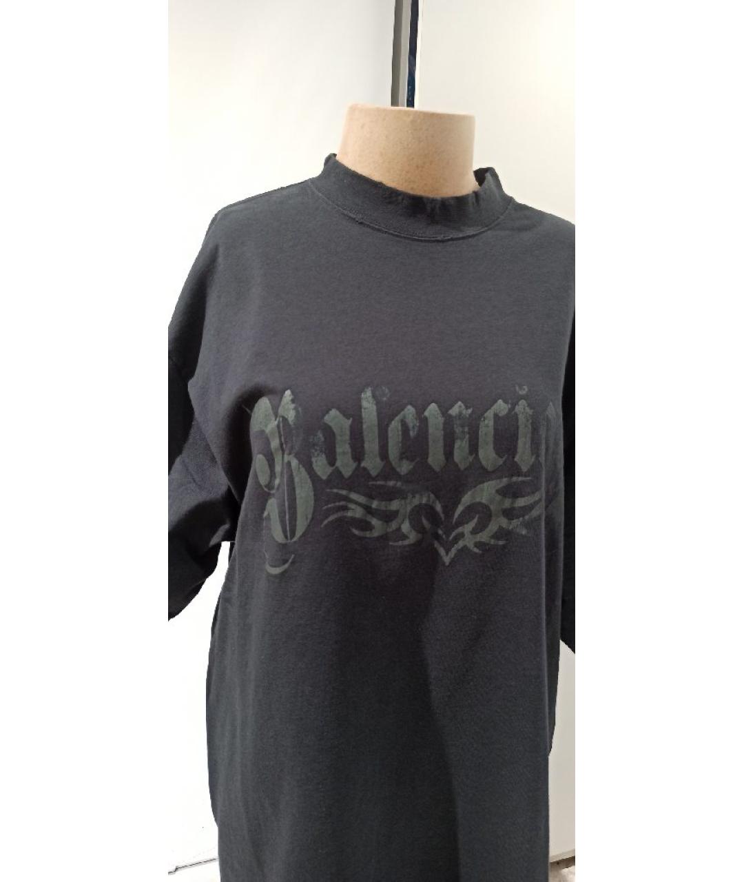 BALENCIAGA Черная хлопковая футболка, фото 4