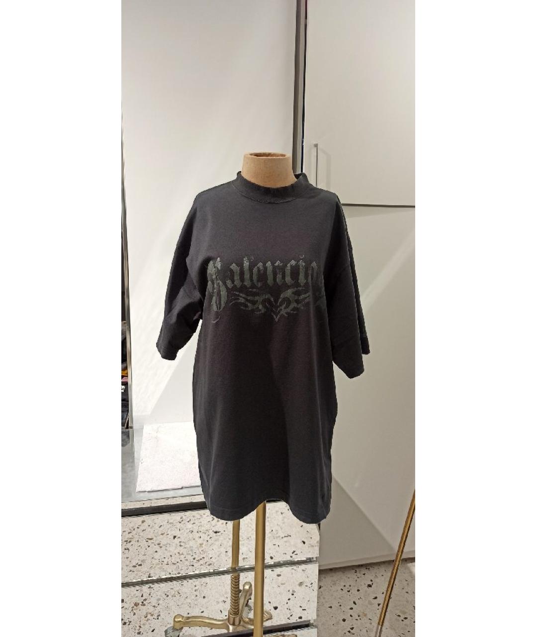 BALENCIAGA Черная хлопковая футболка, фото 8