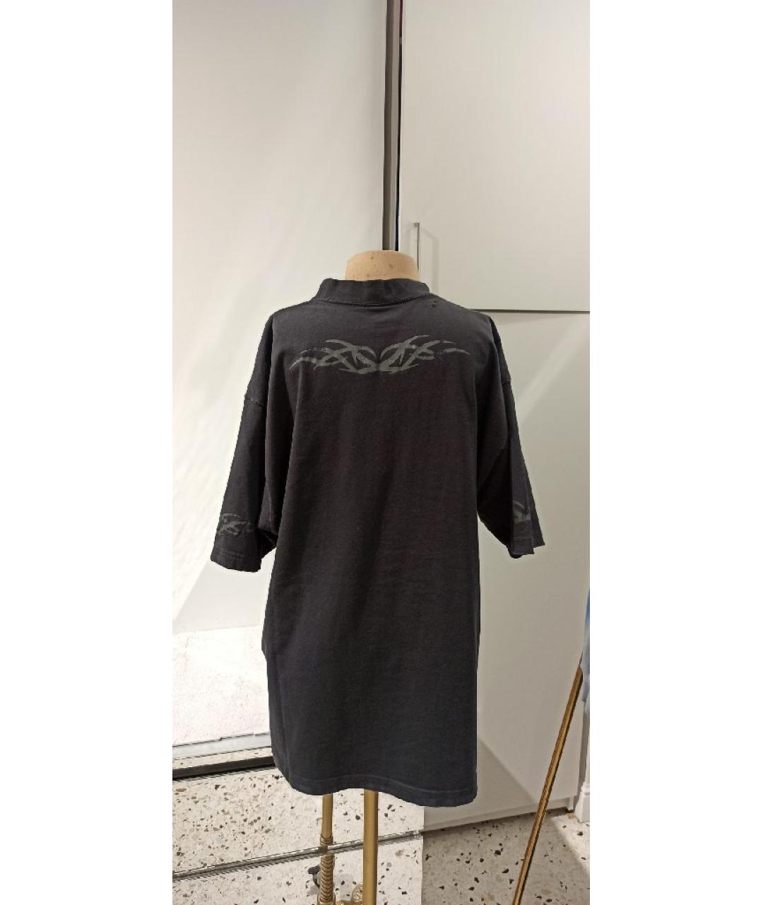 BALENCIAGA Черная хлопковая футболка, фото 3