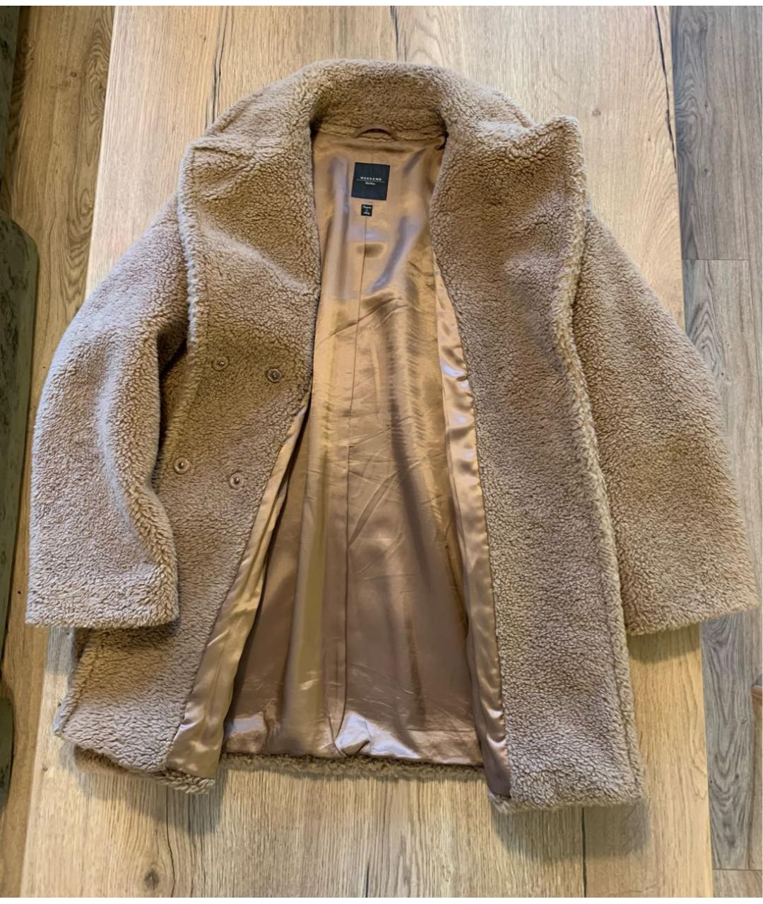 WEEKEND MAX MARA Бежевая шерстяная шуба, фото 3