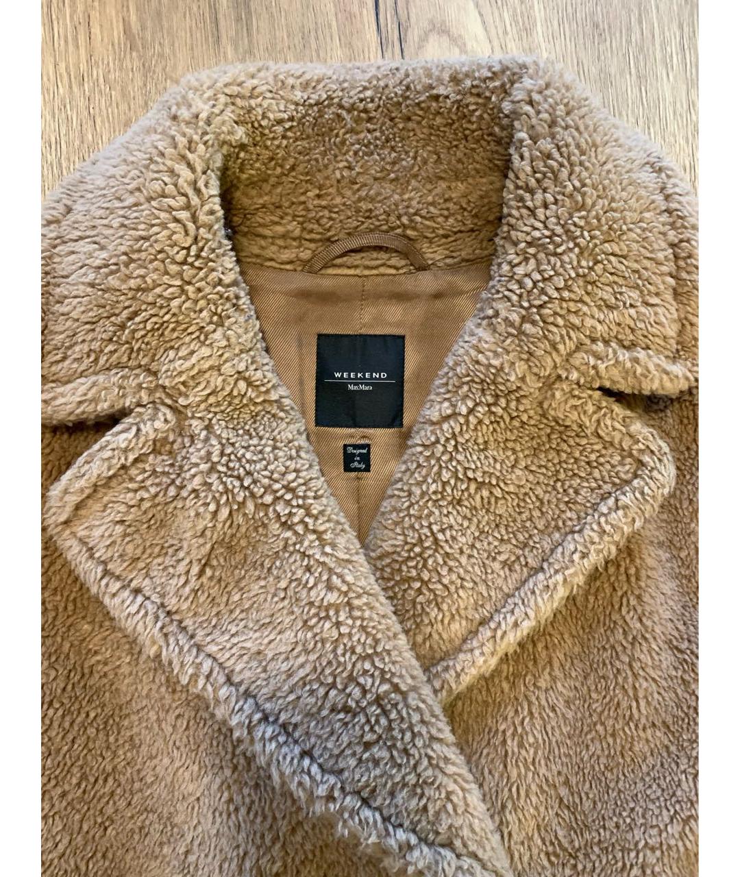 WEEKEND MAX MARA Бежевая шерстяная шуба, фото 4