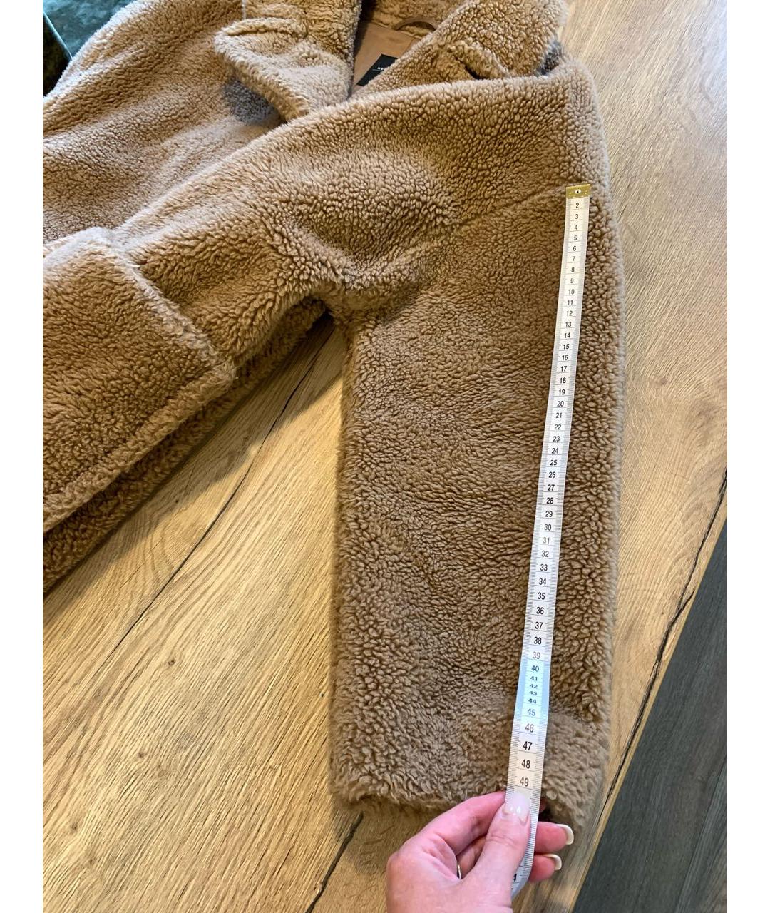 WEEKEND MAX MARA Бежевая шерстяная шуба, фото 8