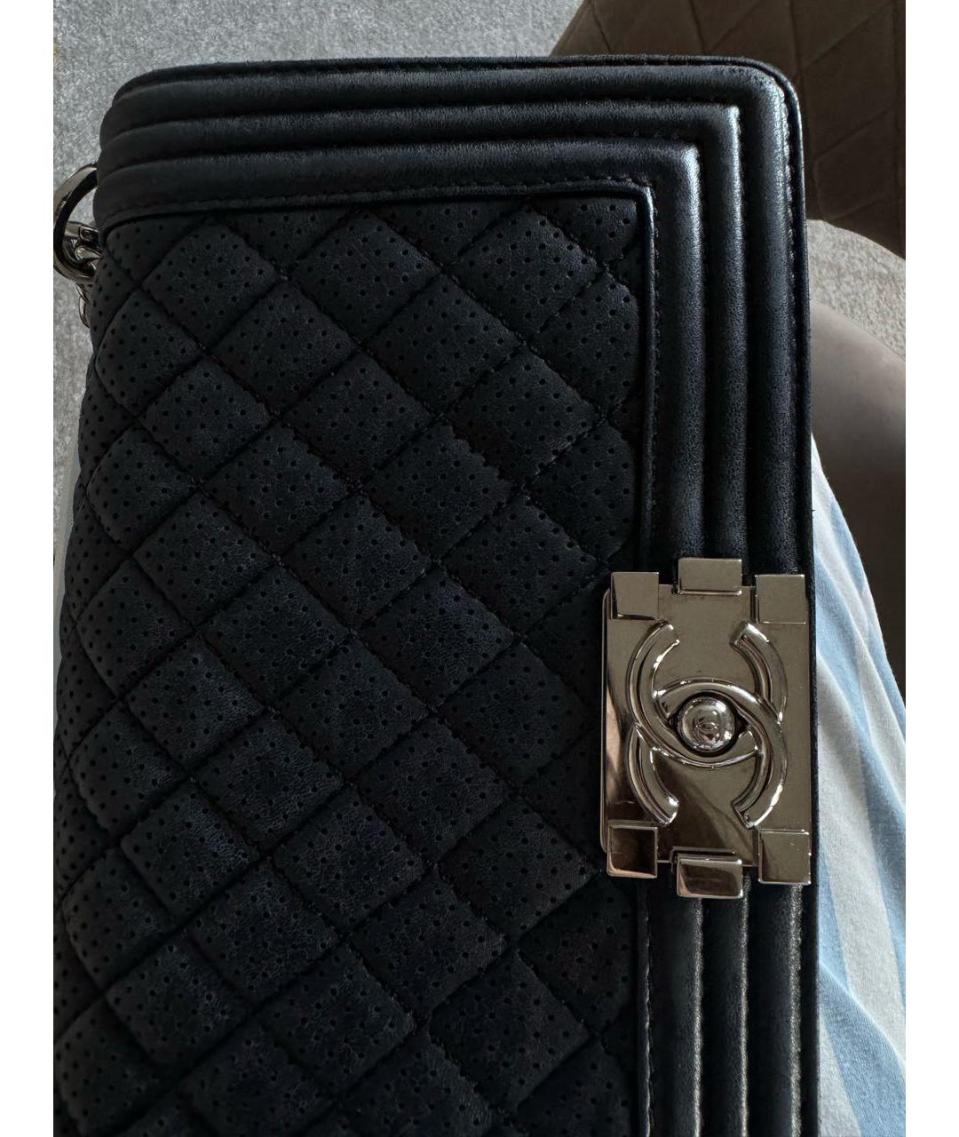 CHANEL Темно-синяя кожаная сумка тоут, фото 8