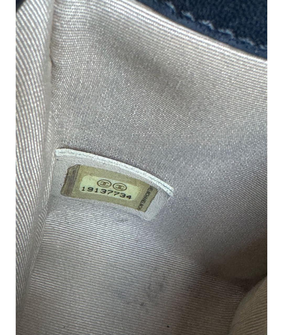 CHANEL Темно-синяя кожаная сумка тоут, фото 7