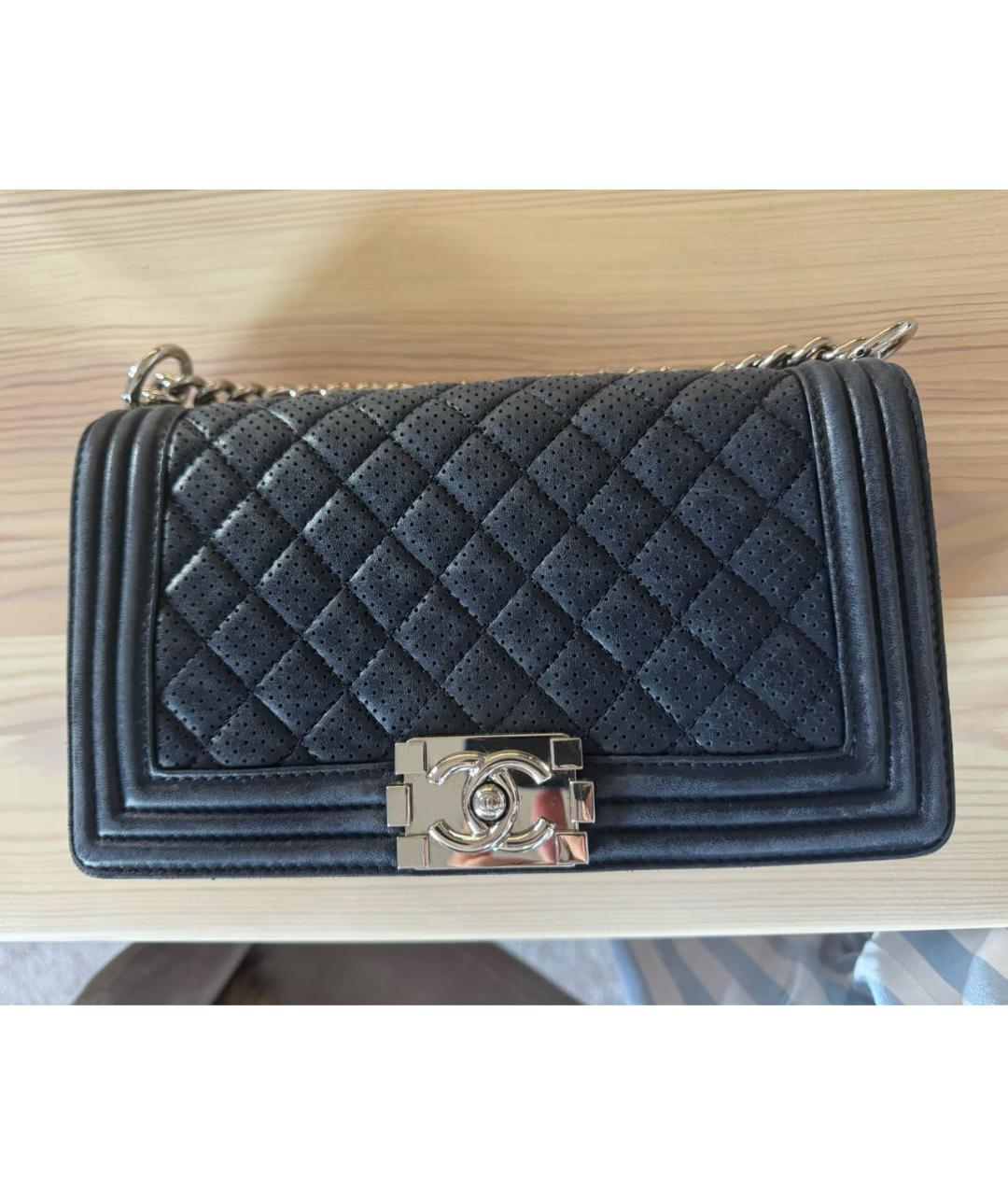 CHANEL Темно-синяя кожаная сумка тоут, фото 9