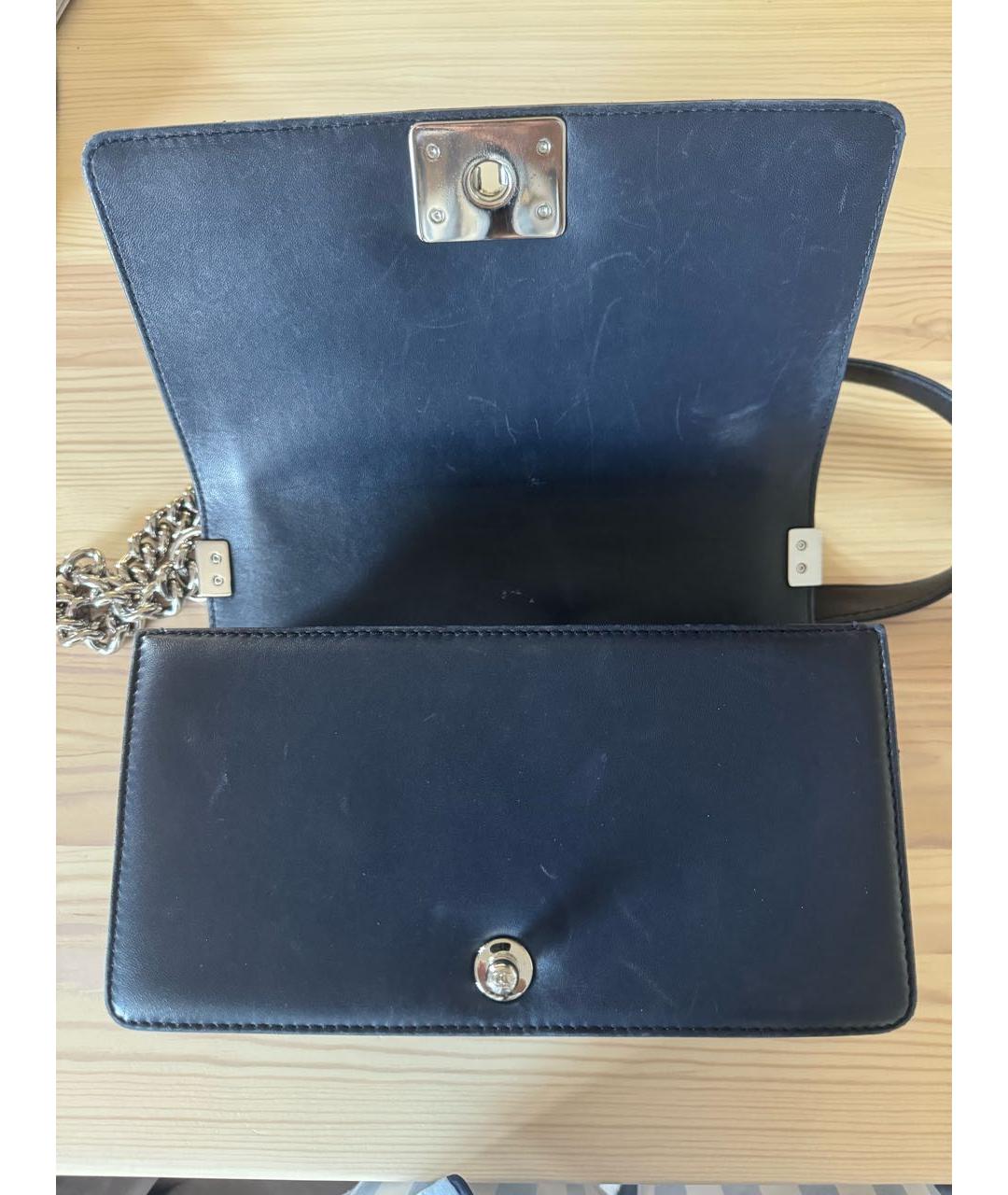 CHANEL Темно-синяя кожаная сумка тоут, фото 5