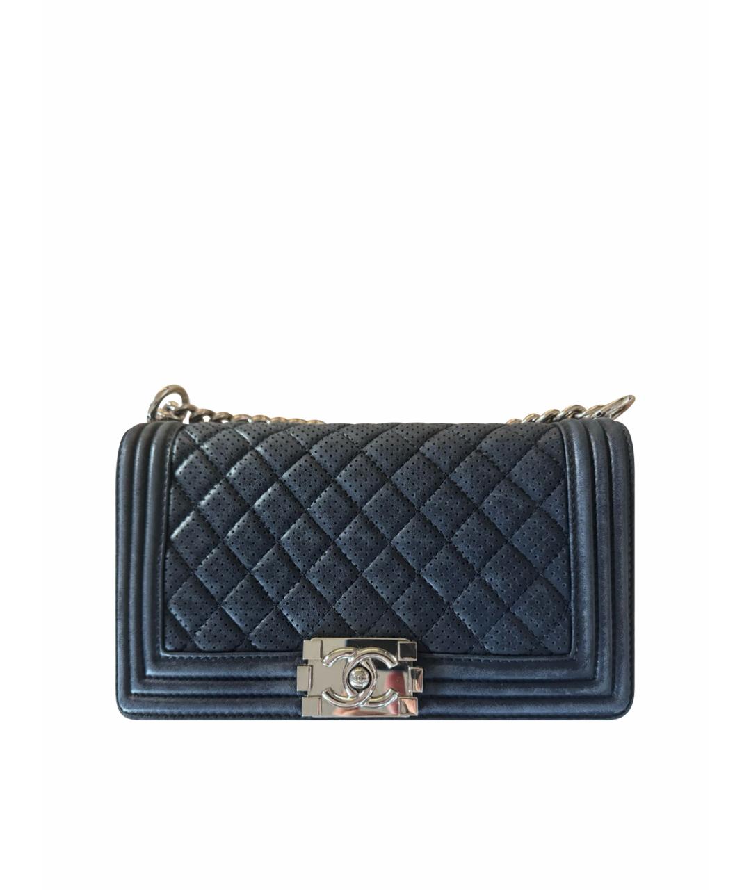 CHANEL Темно-синяя кожаная сумка тоут, фото 1