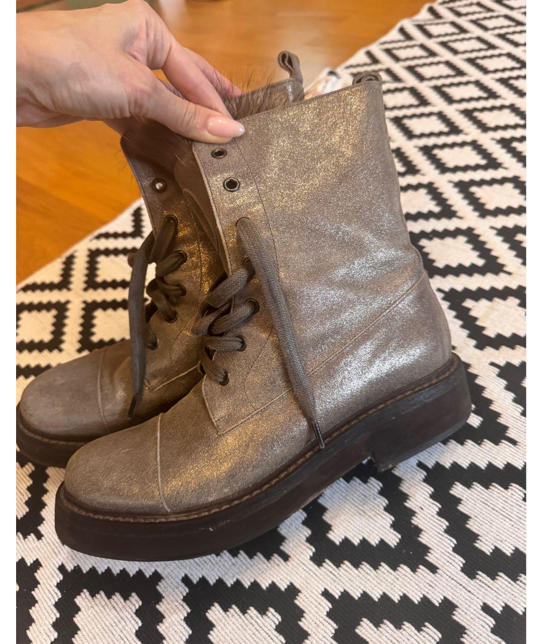 BRUNELLO CUCINELLI Бежевые кожаные полусапоги, фото 6