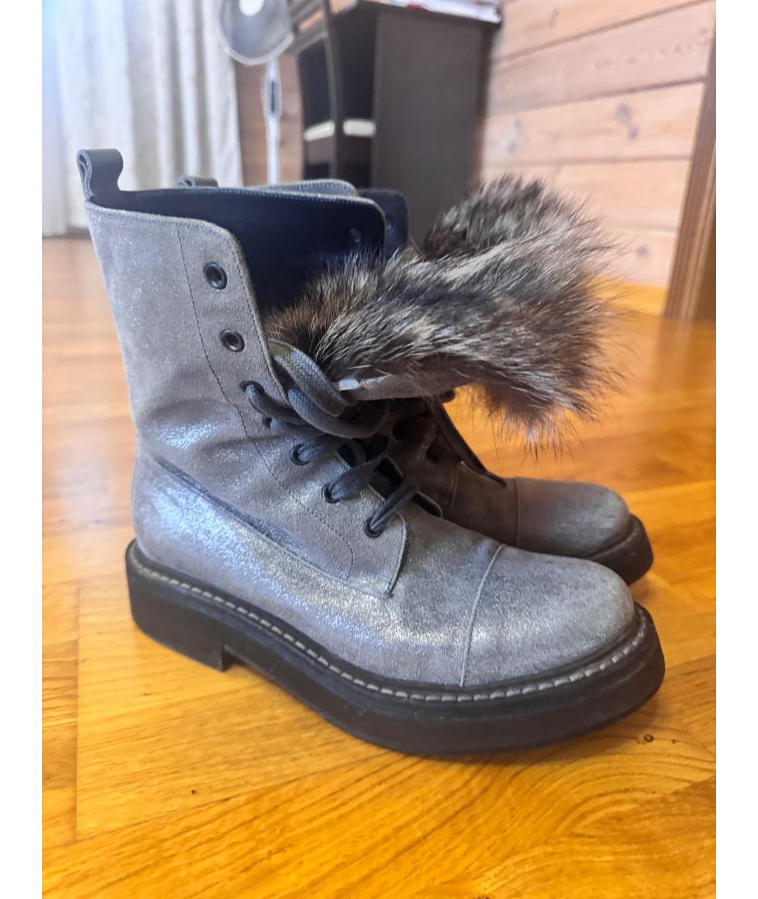 BRUNELLO CUCINELLI Бежевые кожаные полусапоги, фото 7