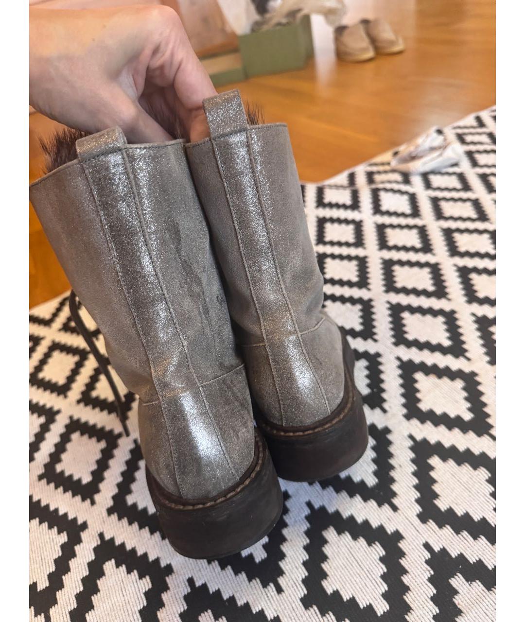 BRUNELLO CUCINELLI Бежевые кожаные полусапоги, фото 5