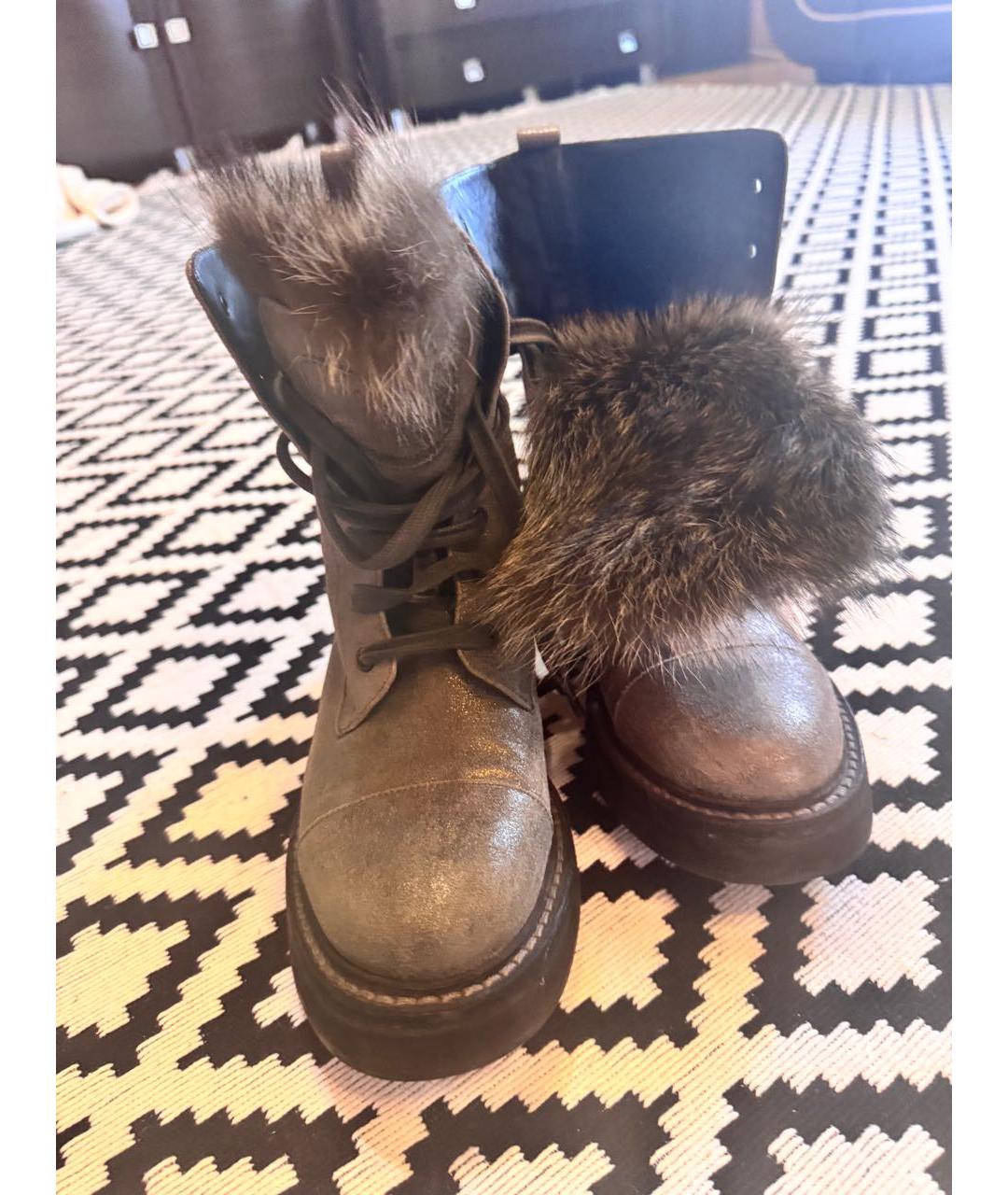 BRUNELLO CUCINELLI Бежевые кожаные полусапоги, фото 2