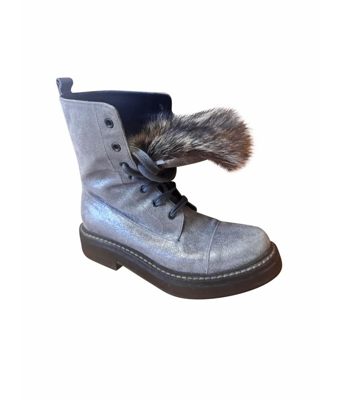 BRUNELLO CUCINELLI Бежевые кожаные полусапоги, фото 1