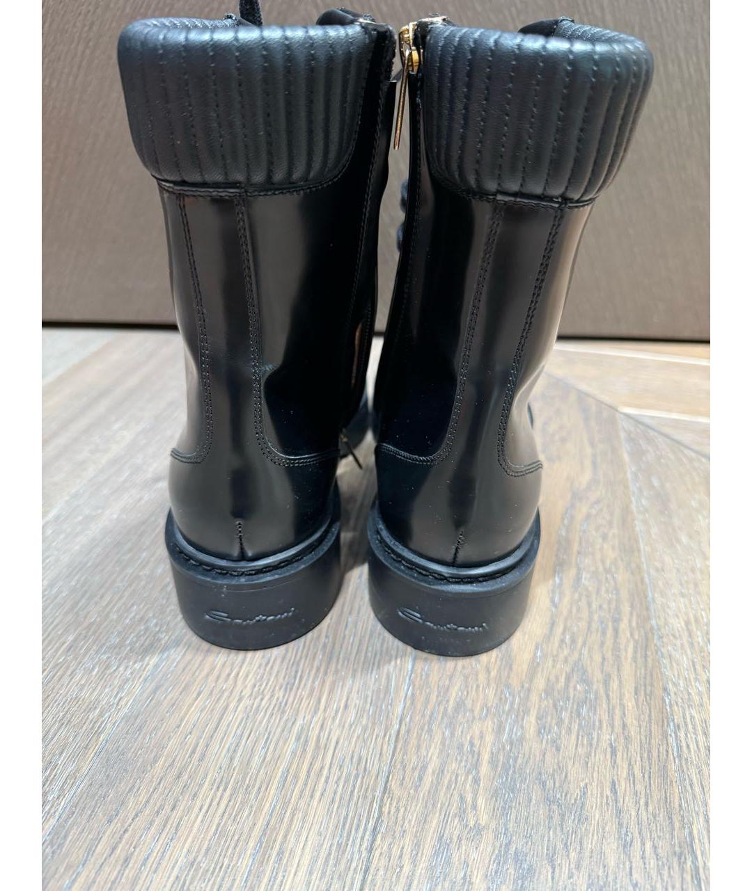 SANTONI Черные кожаные ботинки, фото 4