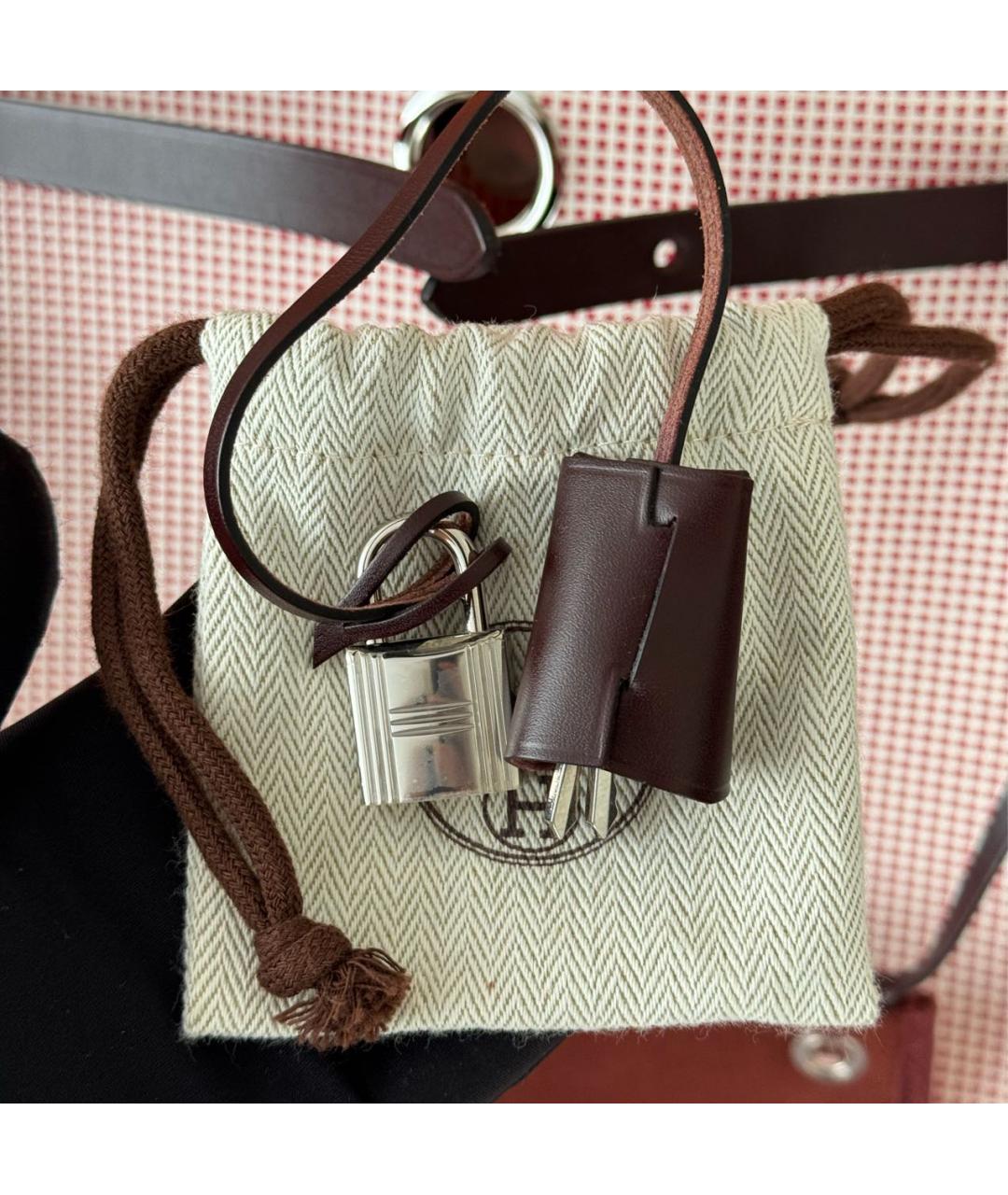 HERMES Бордовая тканевая сумка через плечо, фото 8