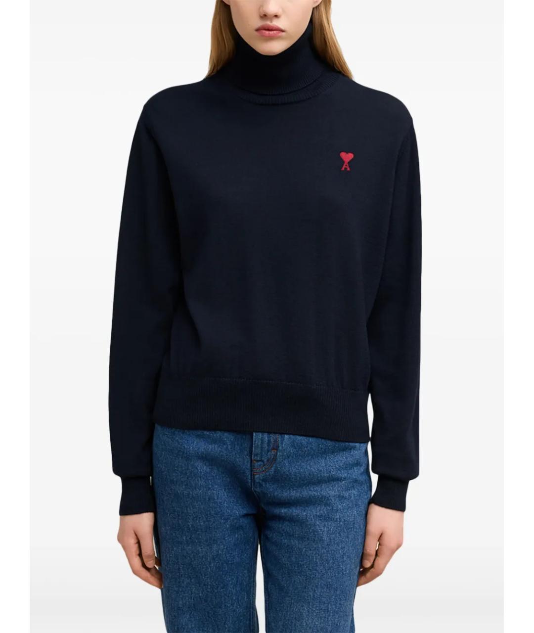 Ami Paris Темно-синяя шерстяная водолазка, фото 3