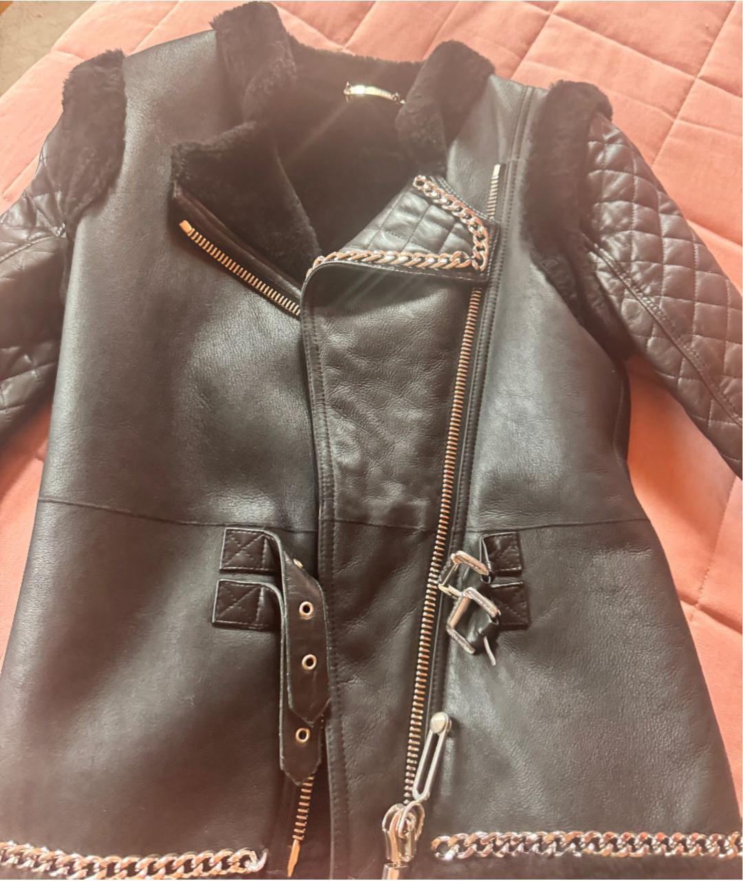 PHILIPP PLEIN Черная кожаная дубленка, фото 4