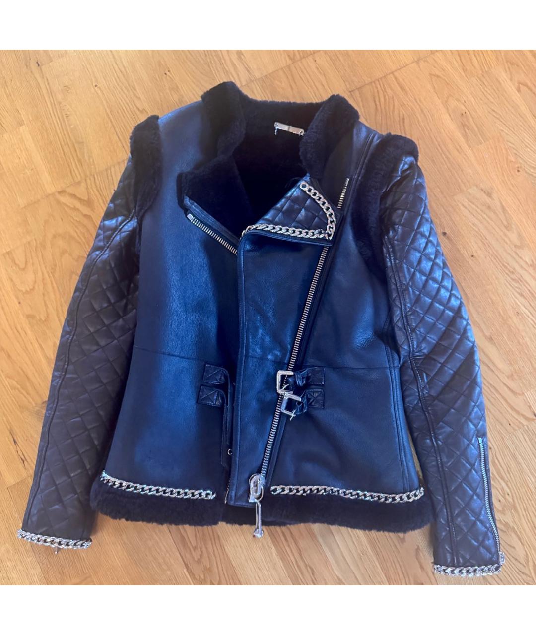 PHILIPP PLEIN Черная кожаная дубленка, фото 5