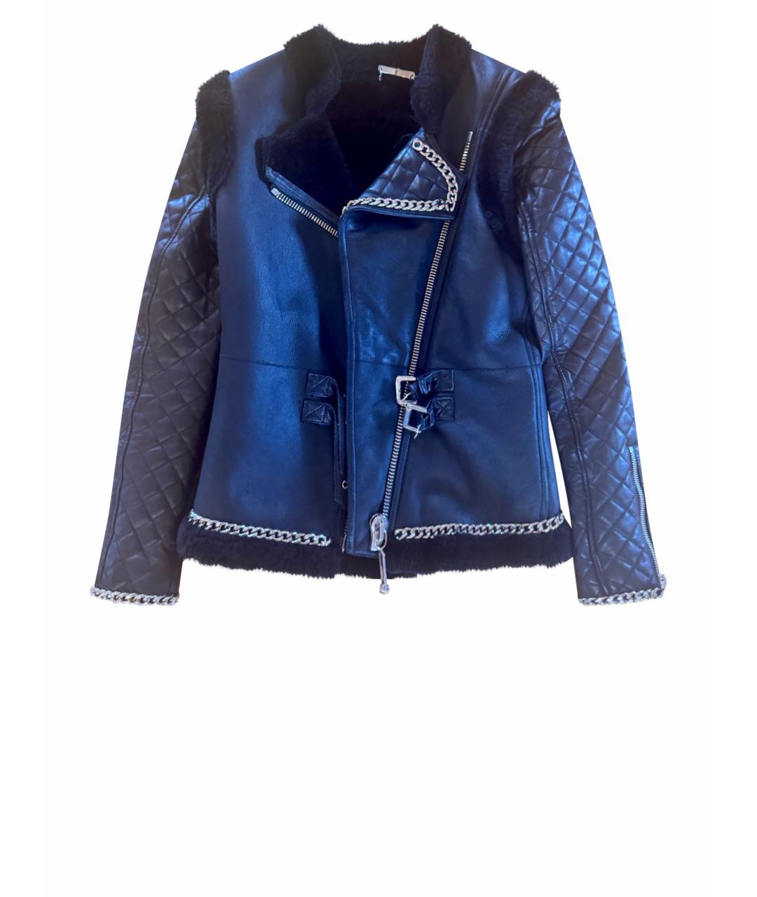 PHILIPP PLEIN Черная кожаная дубленка, фото 1