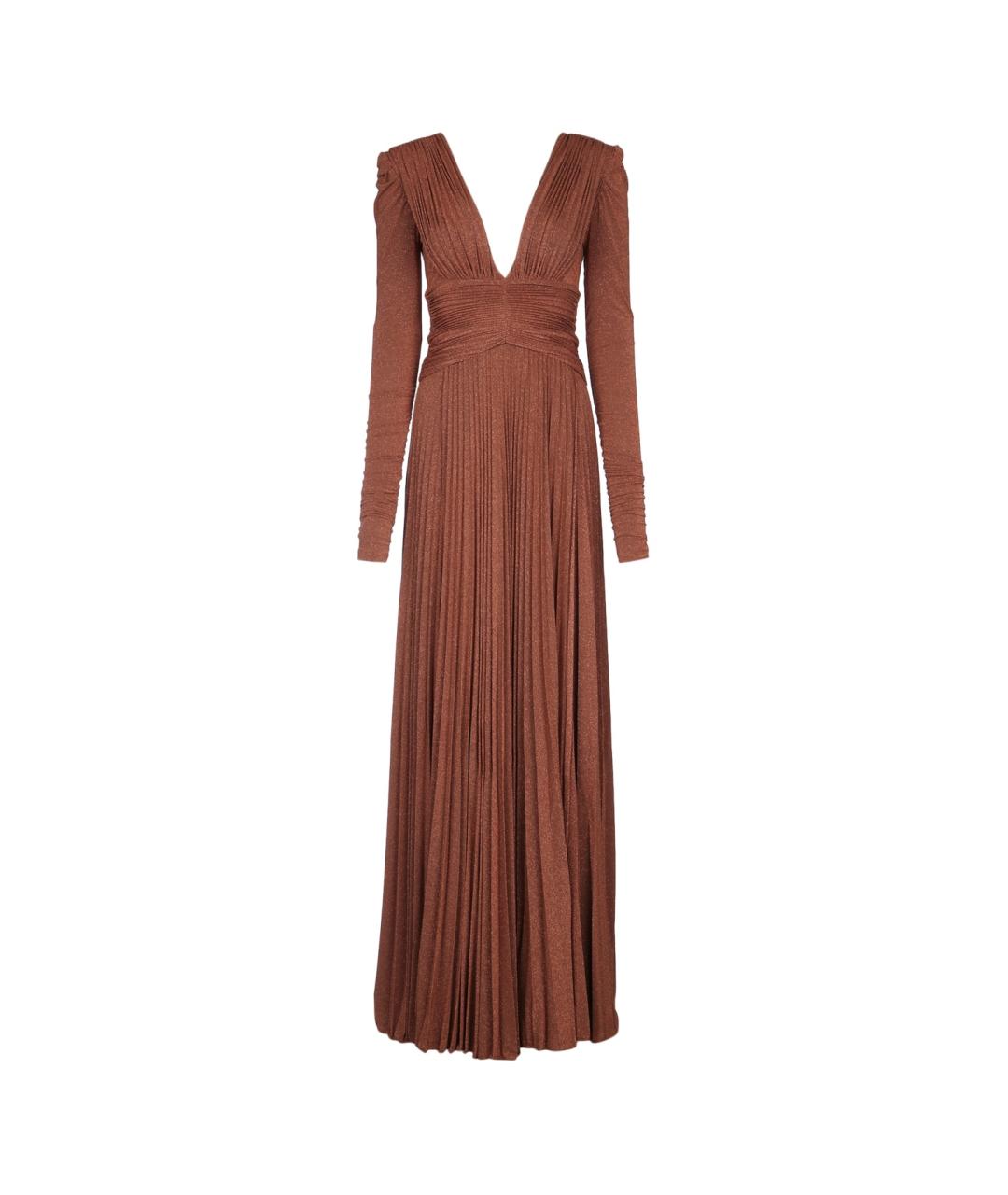 ELISABETTA FRANCHI Коричневое вискозное вечернее платье, фото 1