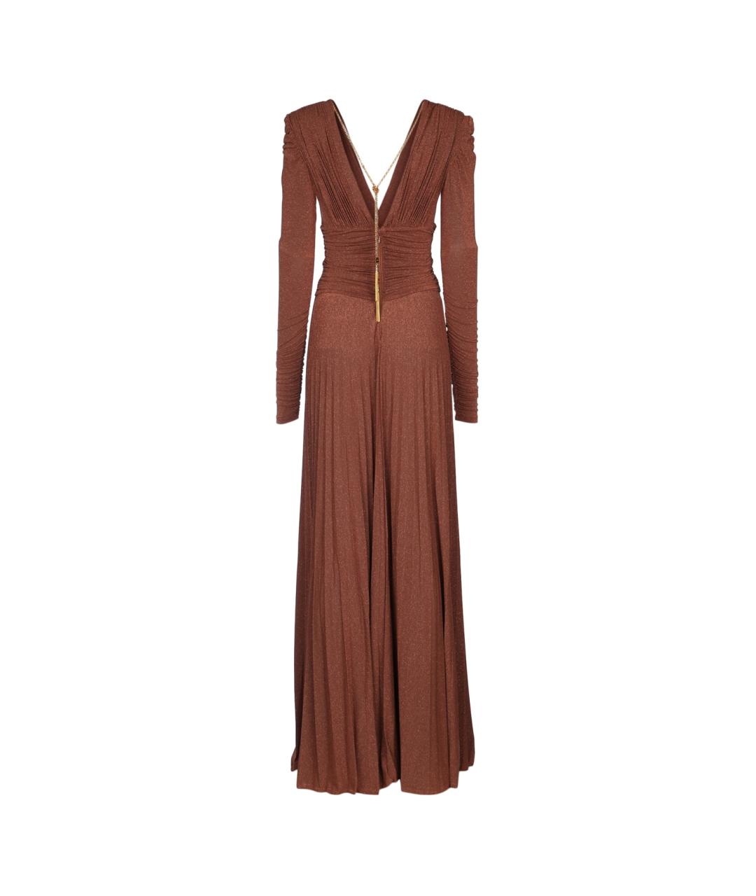 ELISABETTA FRANCHI Коричневое вискозное вечернее платье, фото 2