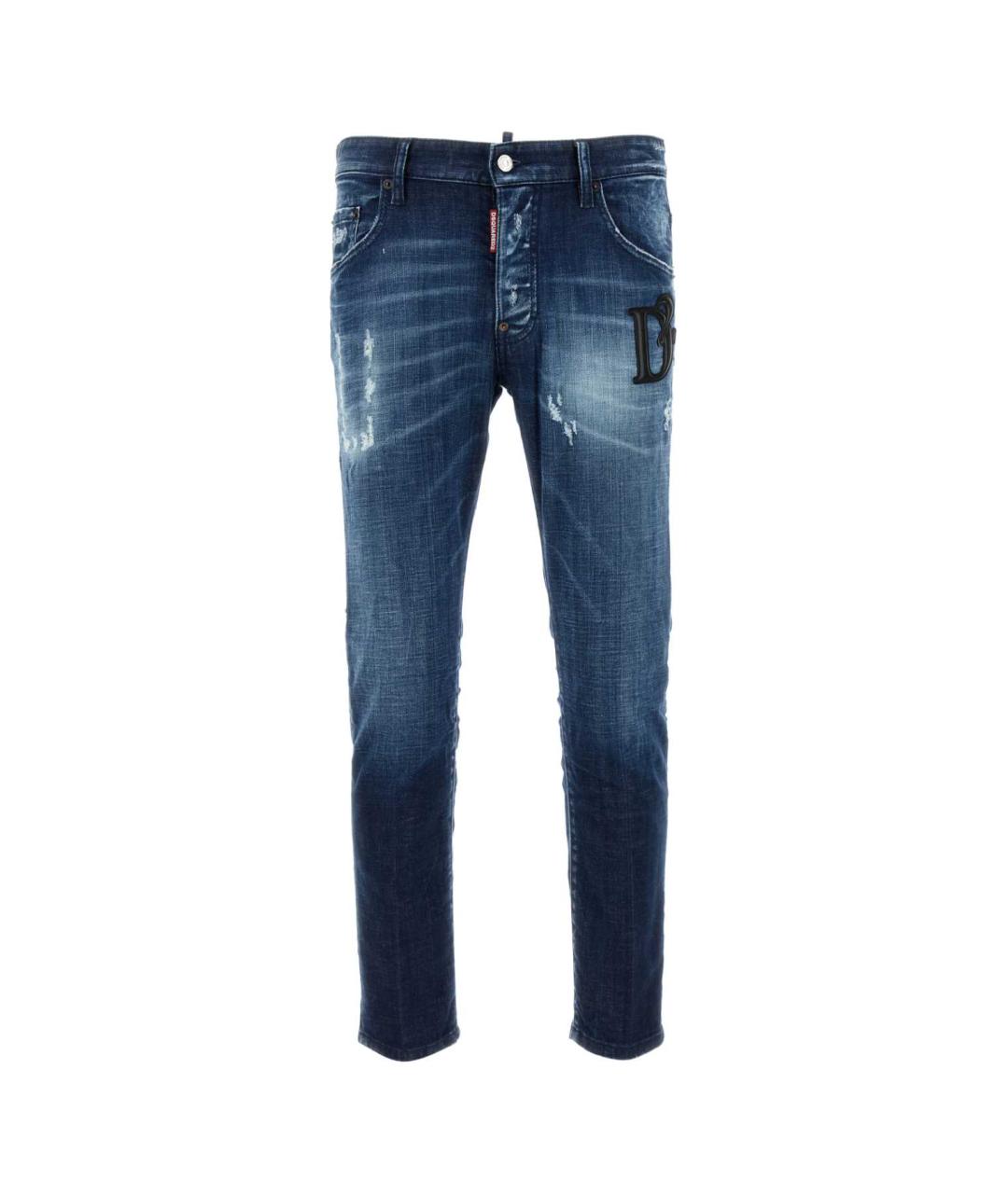DSQUARED2 Темно-синие хлопковые прямые джинсы, фото 1