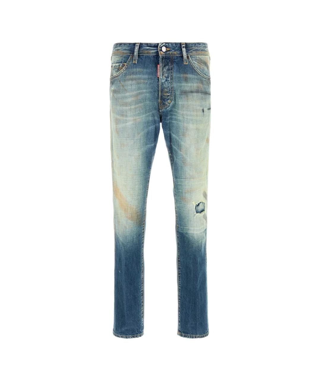 DSQUARED2 Голубые хлопковые прямые джинсы, фото 1