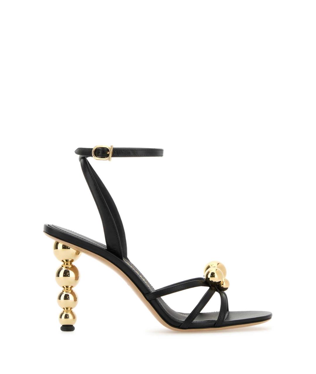 FERRAGAMO Черные кожаные босоножки, фото 1