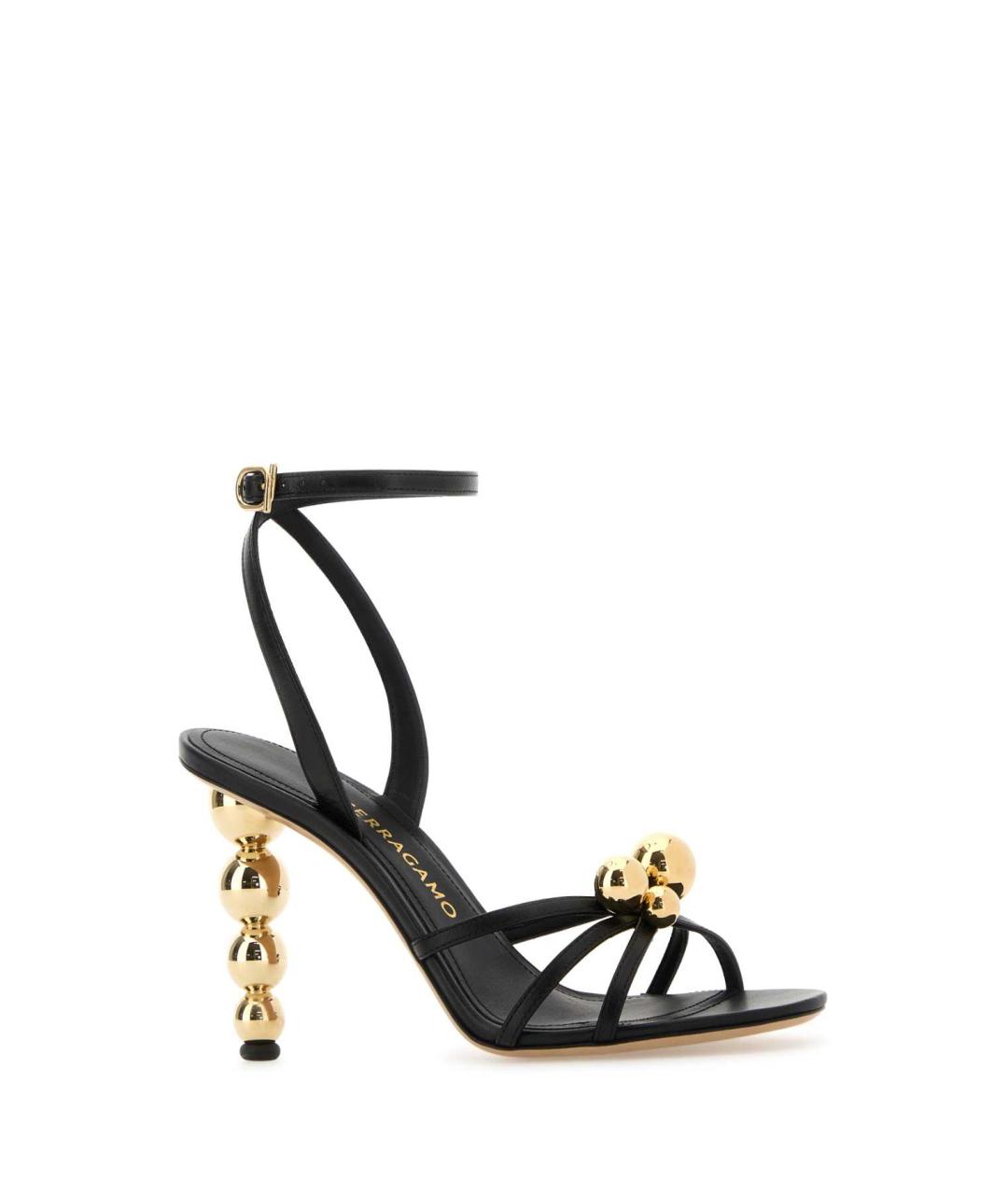 FERRAGAMO Черные кожаные босоножки, фото 2