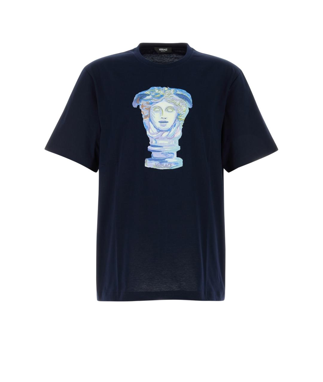 VERSACE Синяя вискозная футболка, фото 1