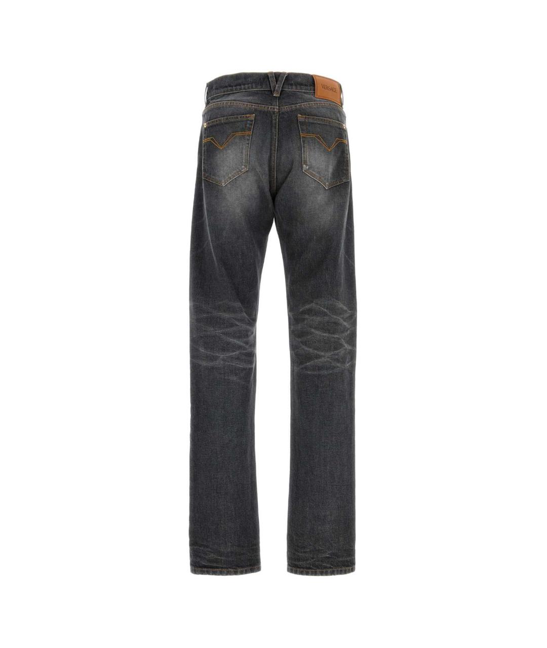 VERSACE Черные хлопковые прямые джинсы, фото 2
