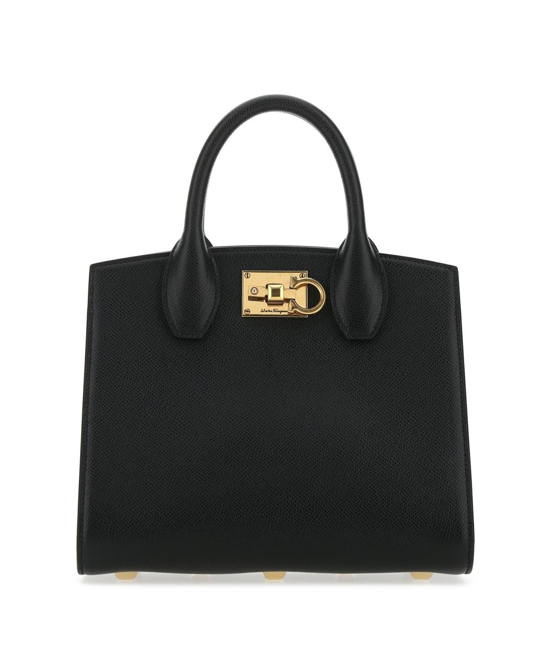 FERRAGAMO Черная кожаная сумка тоут, фото 1