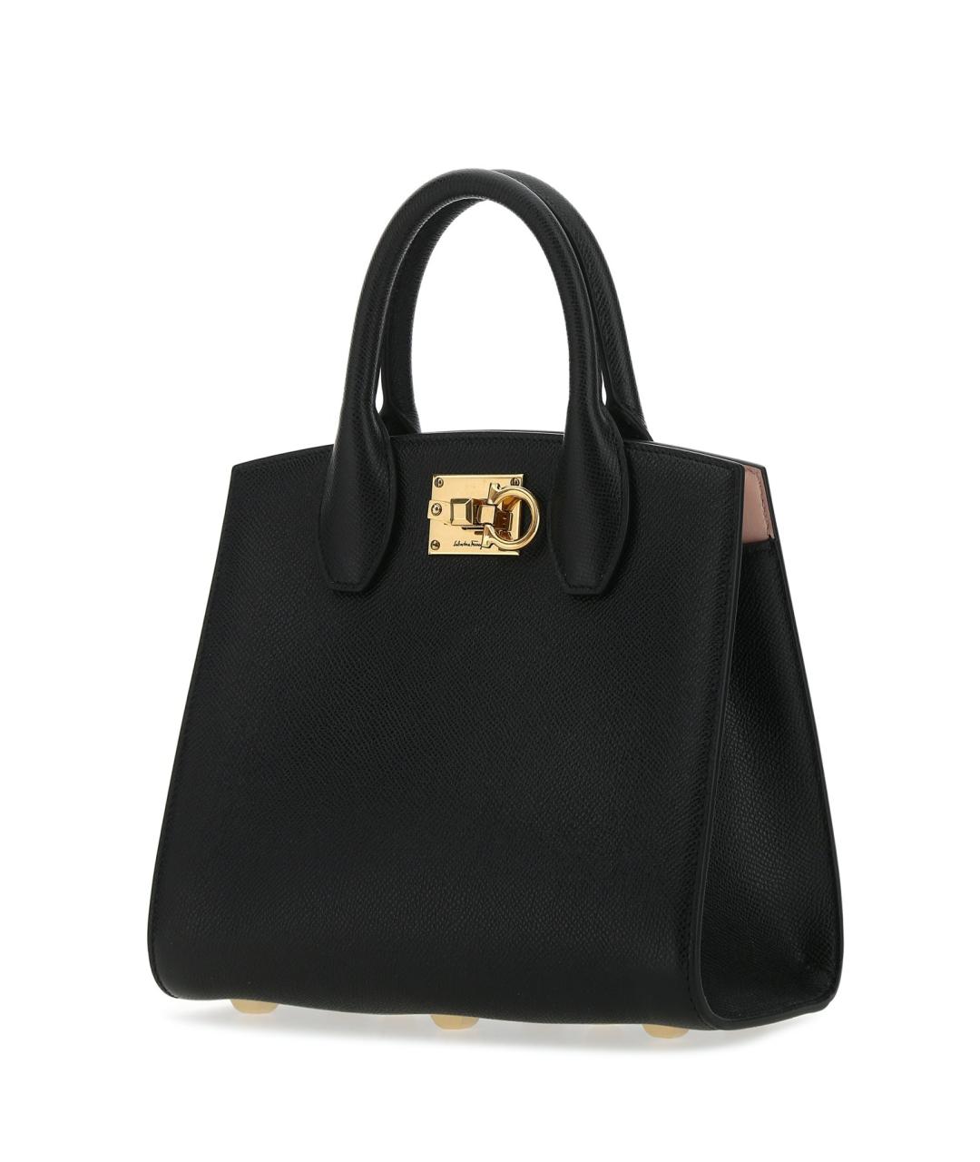 FERRAGAMO Черная кожаная сумка тоут, фото 2