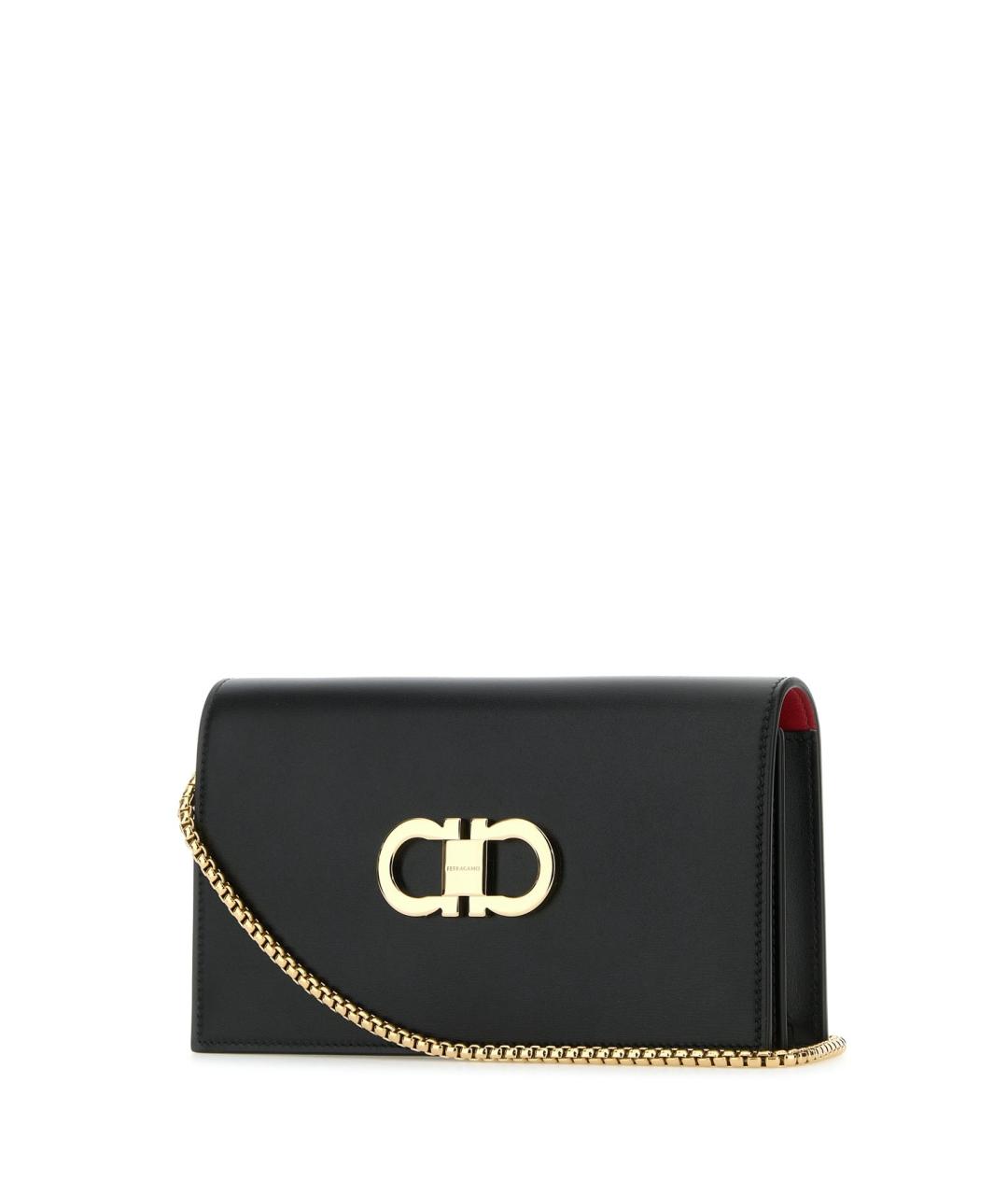 FERRAGAMO Черная кожаная сумка через плечо, фото 2