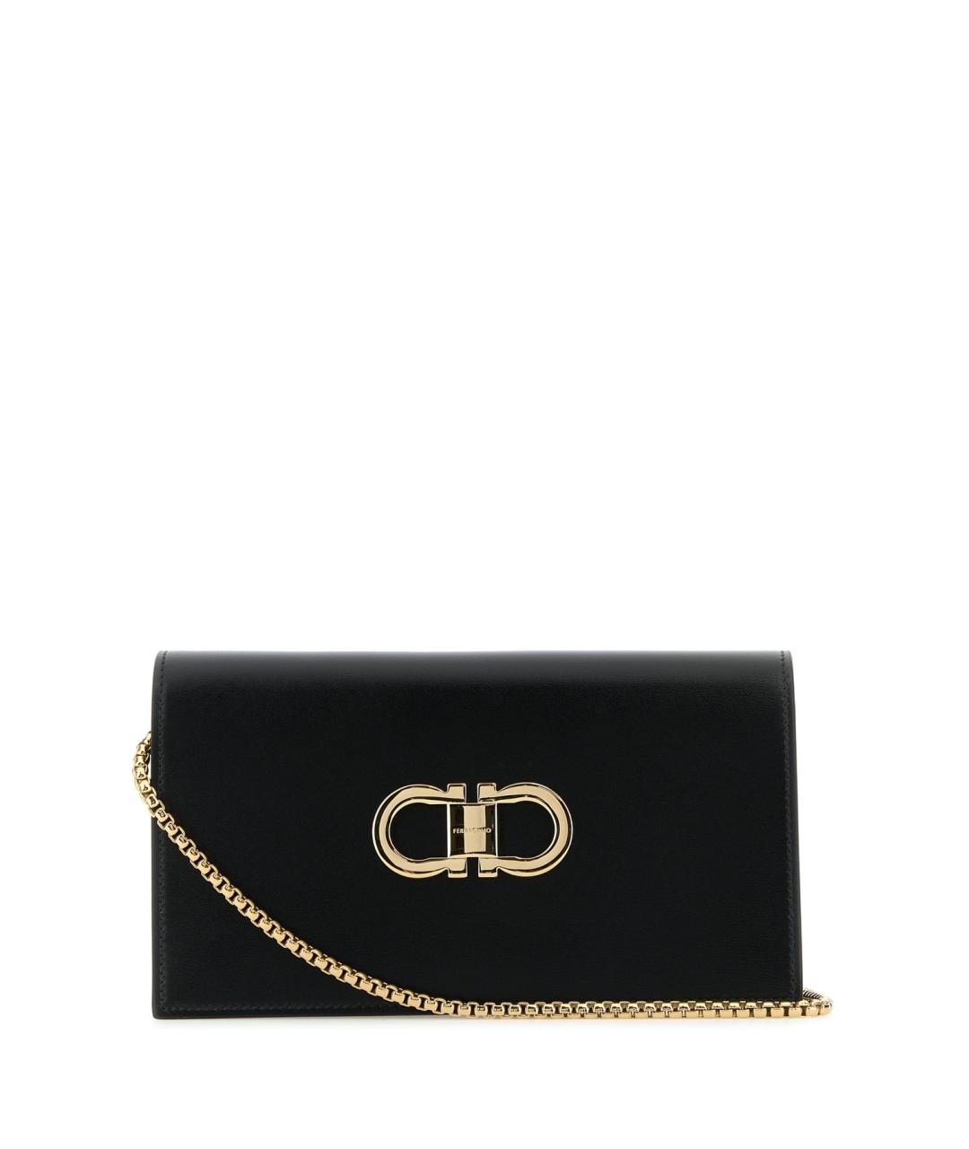 FERRAGAMO Черная кожаная сумка через плечо, фото 1