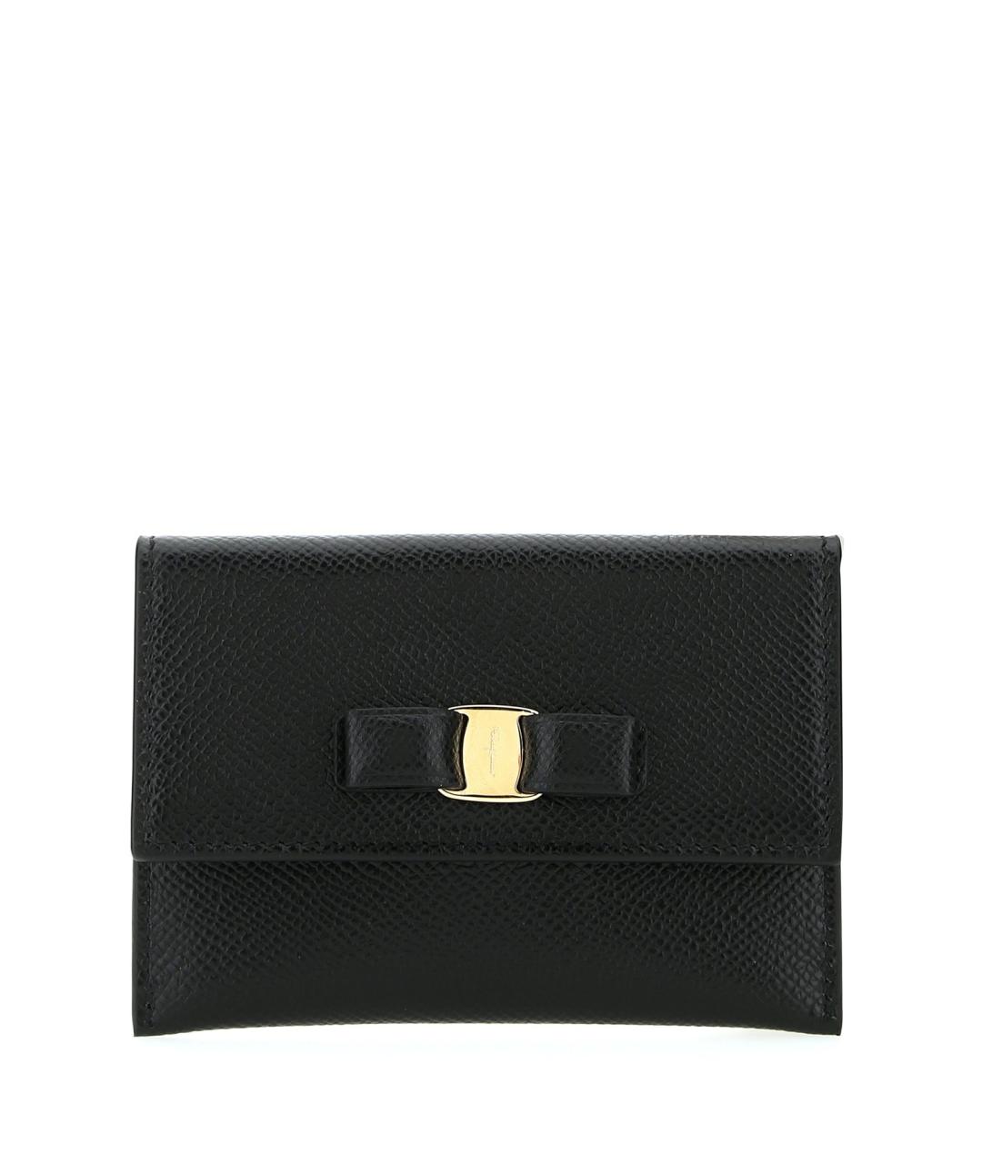 FERRAGAMO Черный кожаный кошелек, фото 1