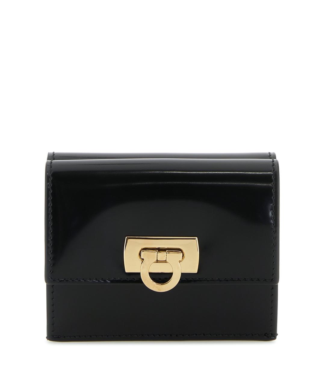 FERRAGAMO Черный кошелек из лакированной кожи, фото 1