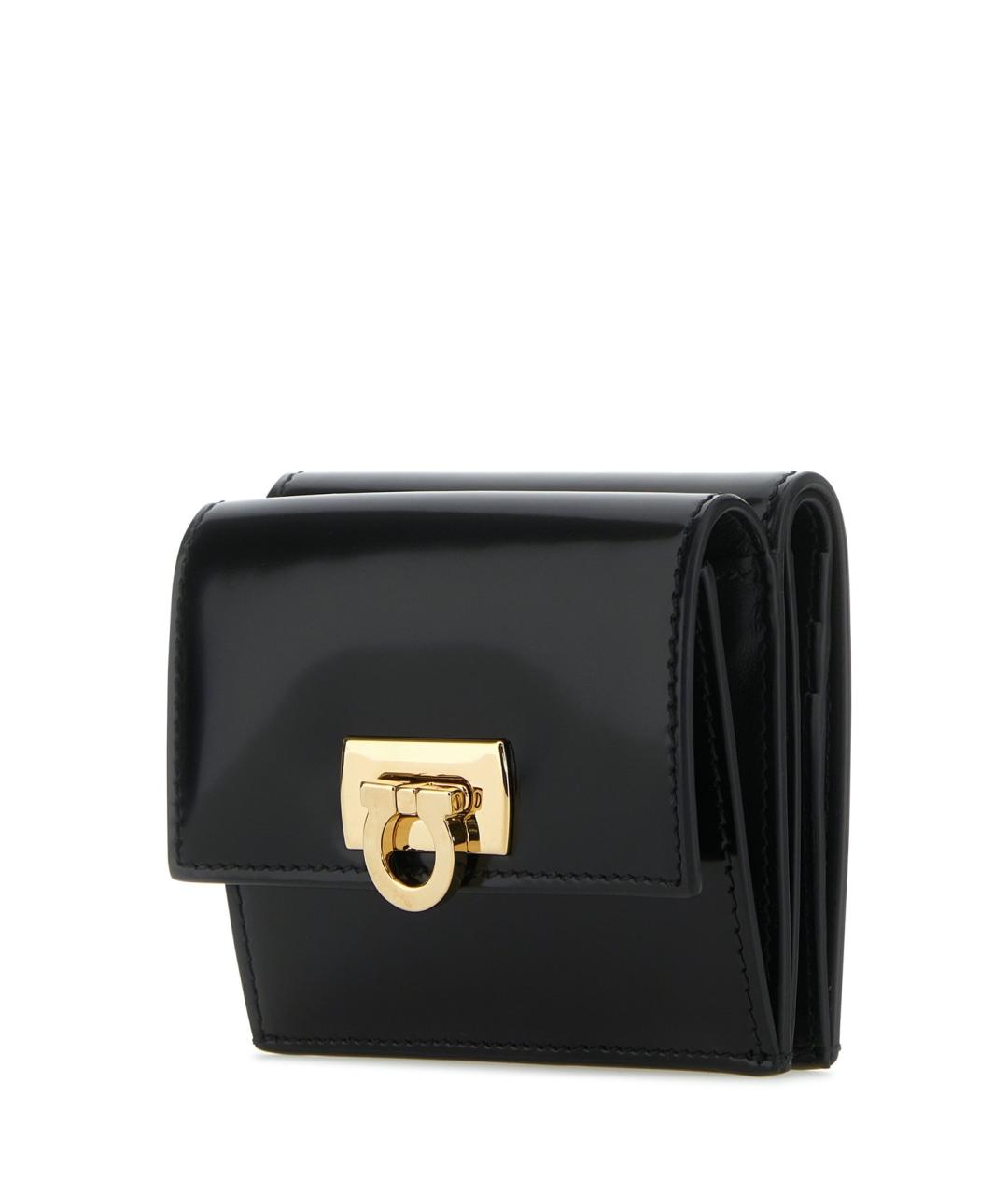 FERRAGAMO Черный кошелек из лакированной кожи, фото 2