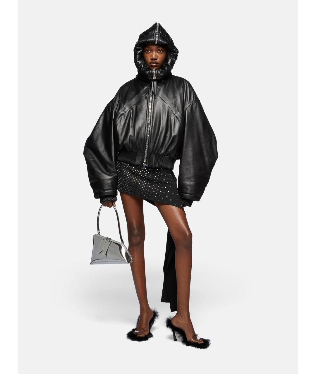 THE ATTICO Черная кожаная куртка, фото 3