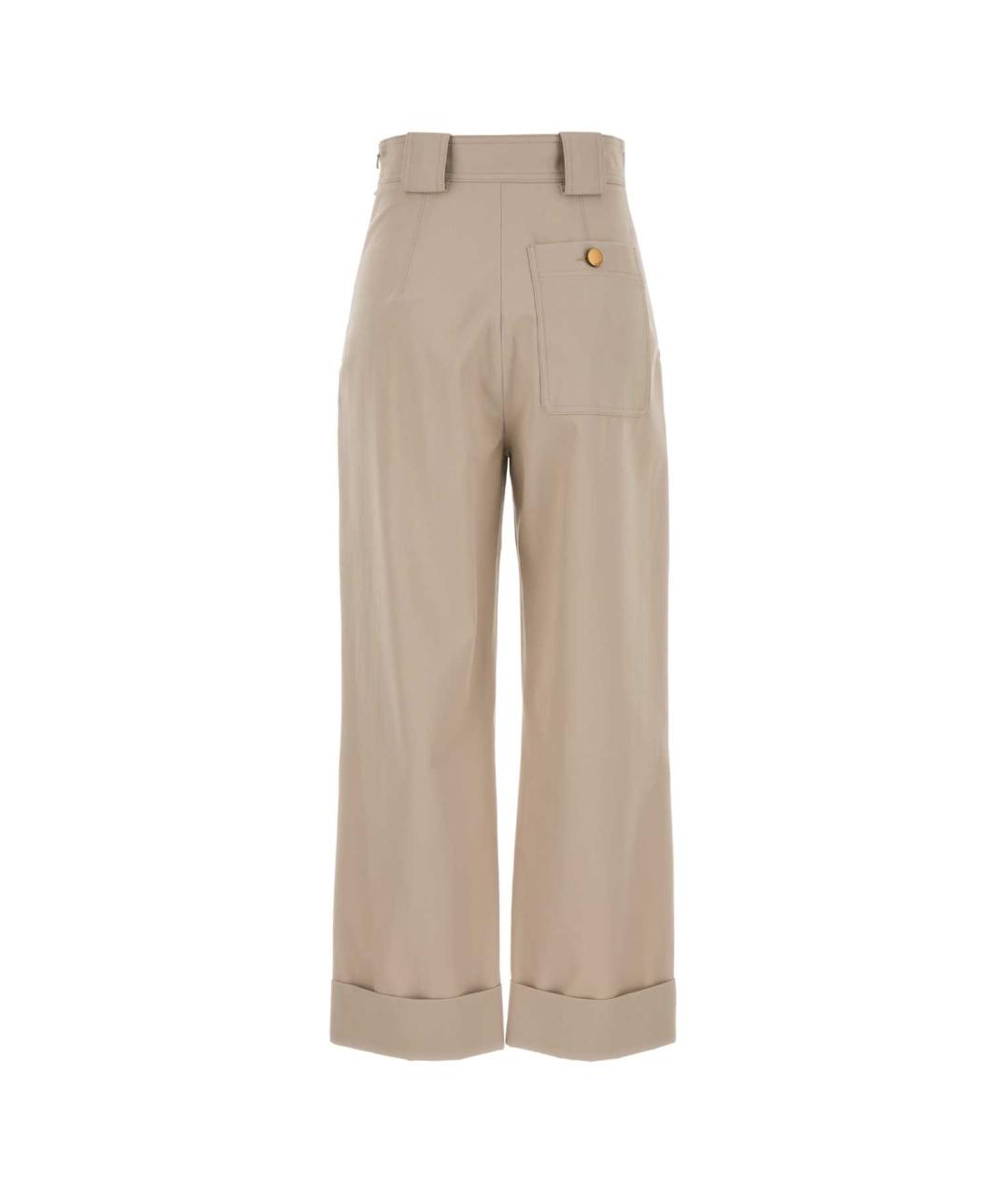 MAX MARA Бежевые хлопковые прямые брюки, фото 2