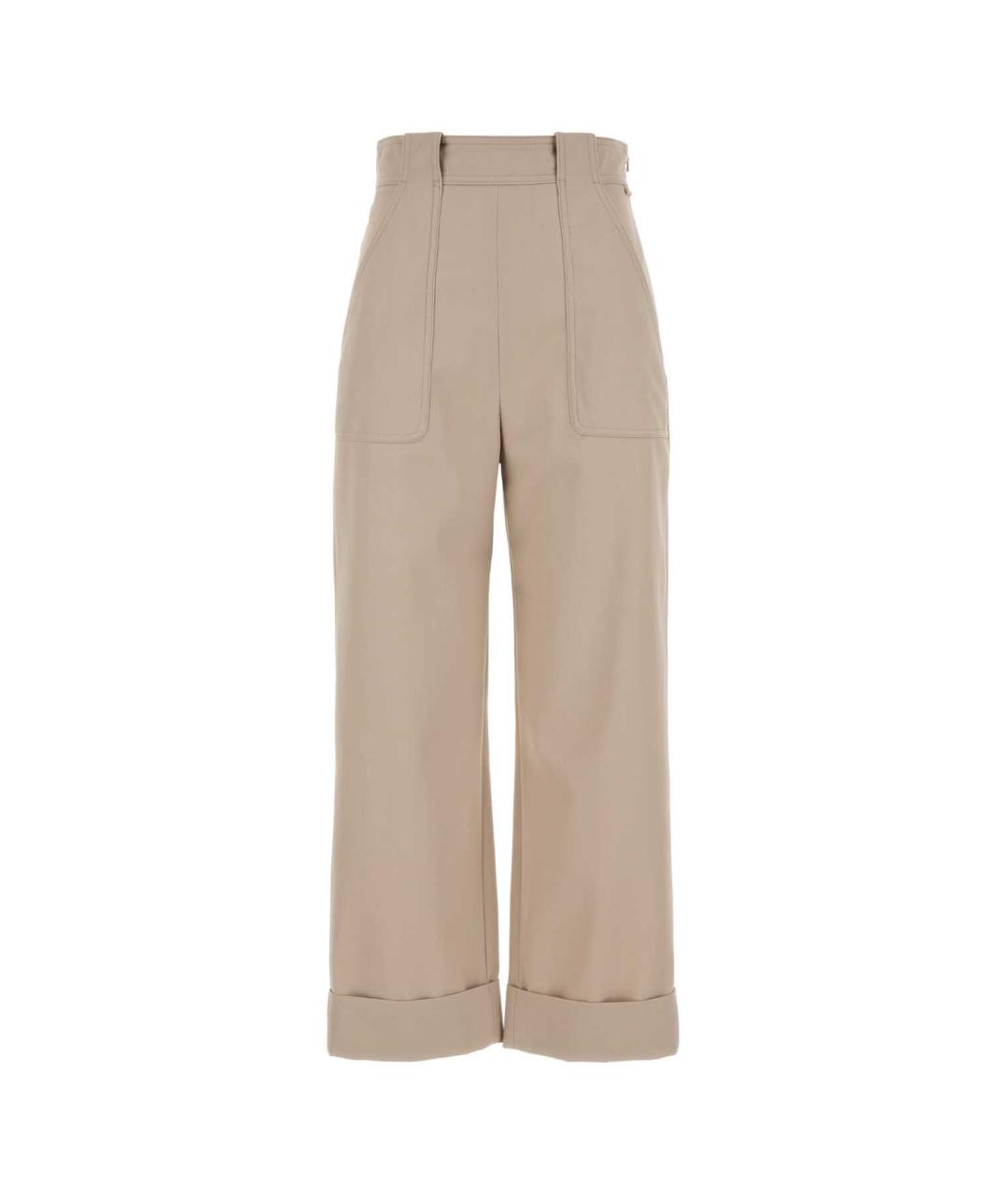 MAX MARA Бежевые хлопковые прямые брюки, фото 1